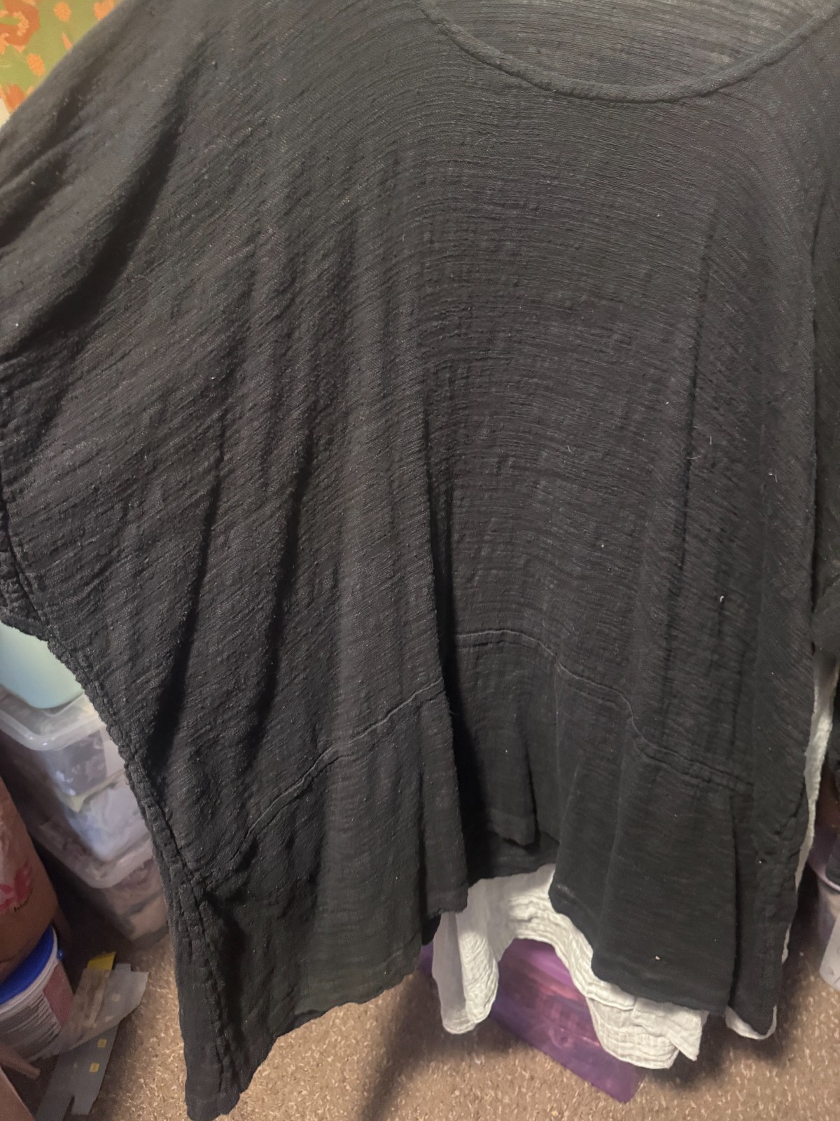 Flax Black Semi-sheer black long sleeve top