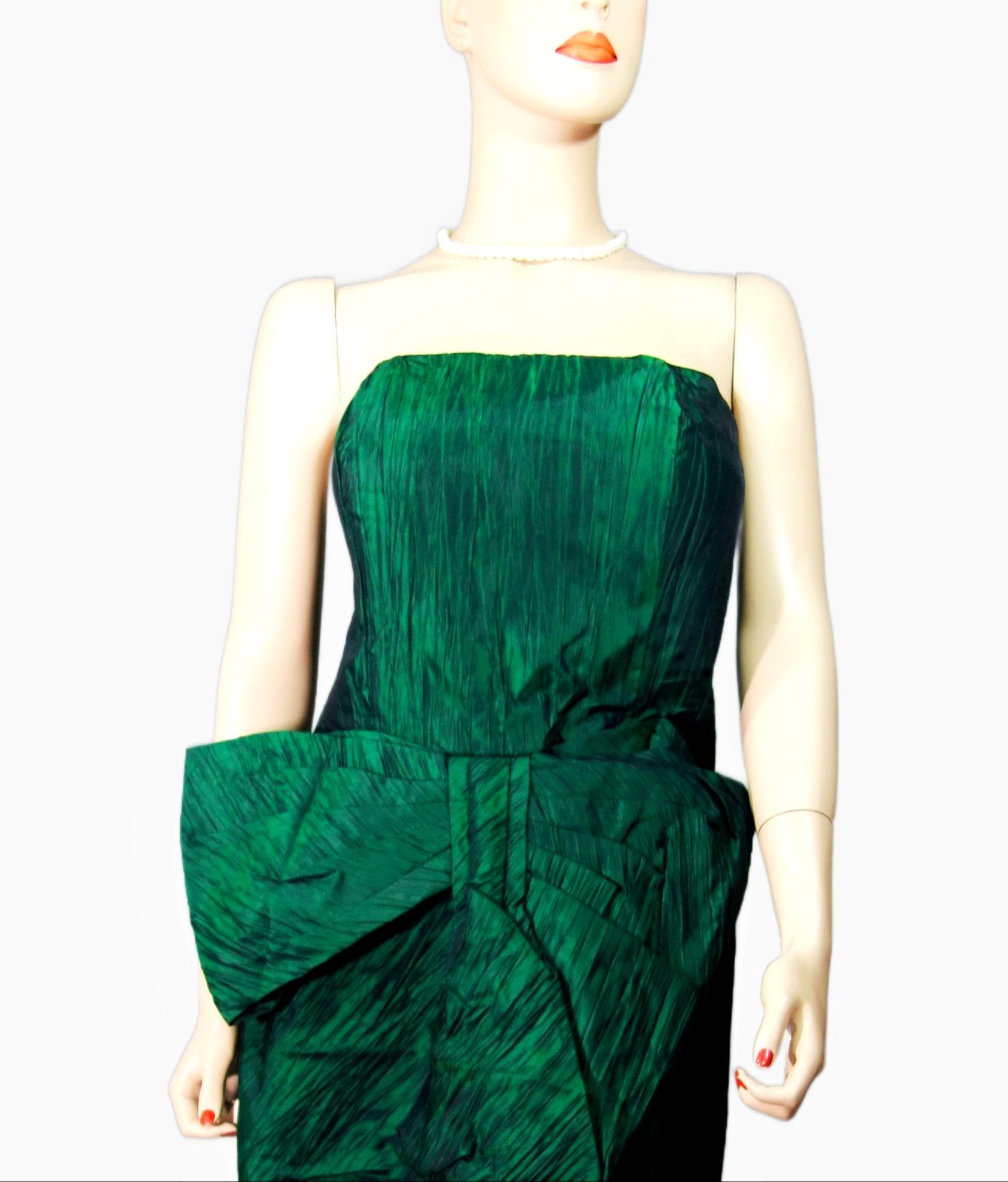 Vintage~LIZZY & JOHNNY~Textured Taffeta Sheath 14 Party Dress Huge Bow Tie Waist
