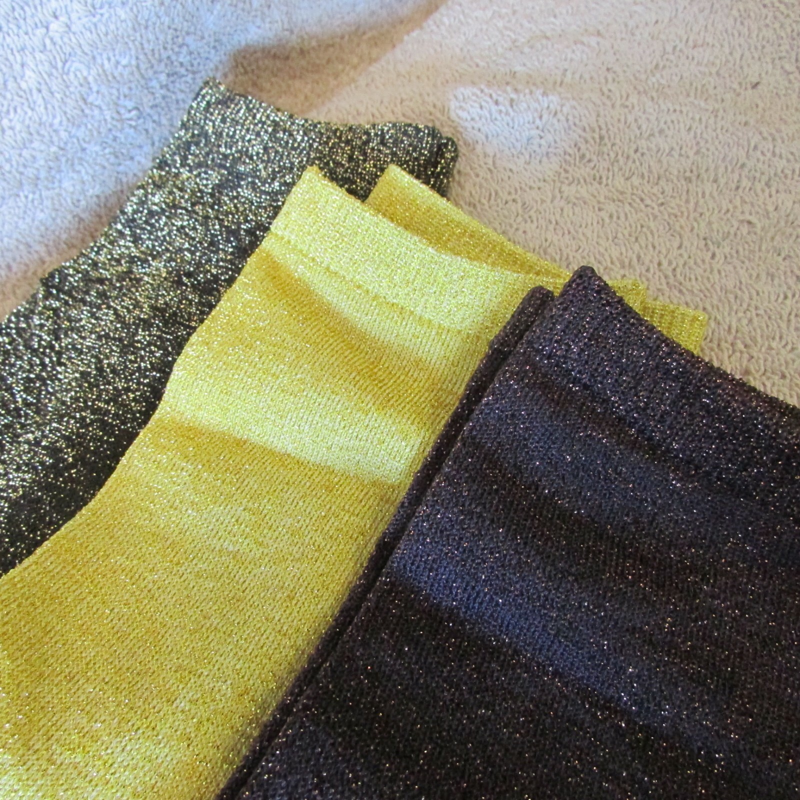 Ladies Numph 3 Pack Glitter Ankle Socks – Black/Brown/Yellow -7519403 (B 4)