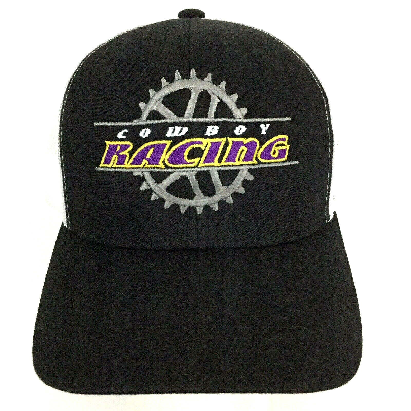 Cowboy Racing Cap Spell Out Script Logo Mesh Snap Back Trucker Baseball Dad Hat