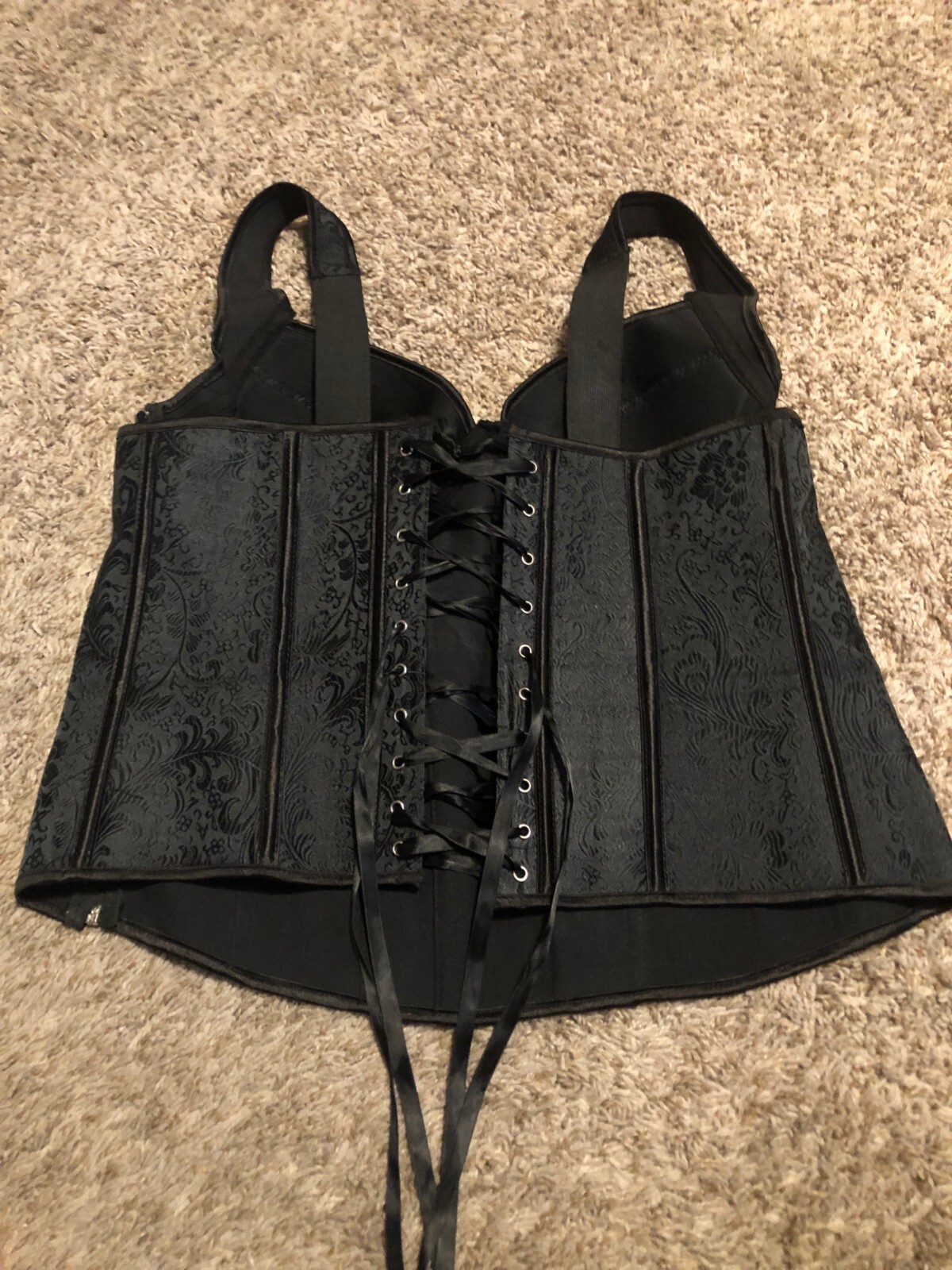 Nice Used Black Lace up and Zipper Lady’s Corset 5X Beautiful Design