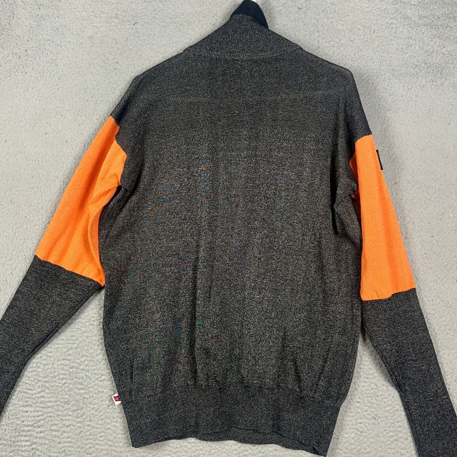 Tuff-Lite Sweater Mens Large Grey Orange MUKJ 155 Turtleneck Abrasion Resistant
