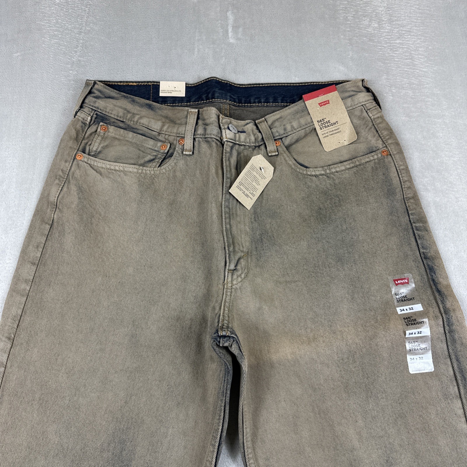 Levi’s 565 Jeans Men’s Size 34×32 Loose Straight Tan/Brown Denim Cotton