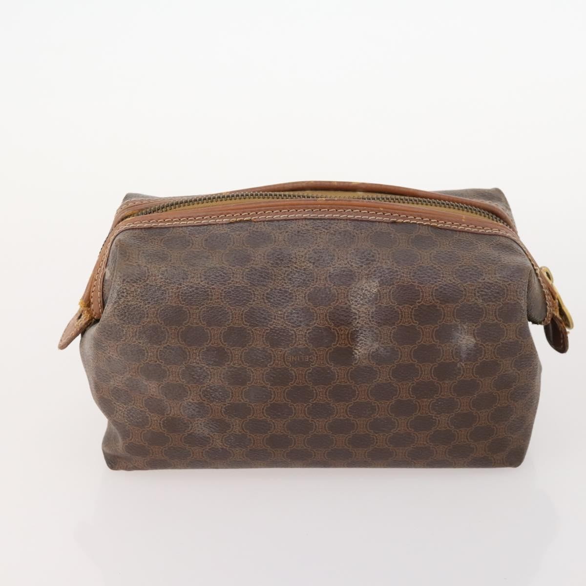 CELINE Macadam Canvas C Macadam Canvas Pouch PVC 3 Set Beige Brown Auth fm5234