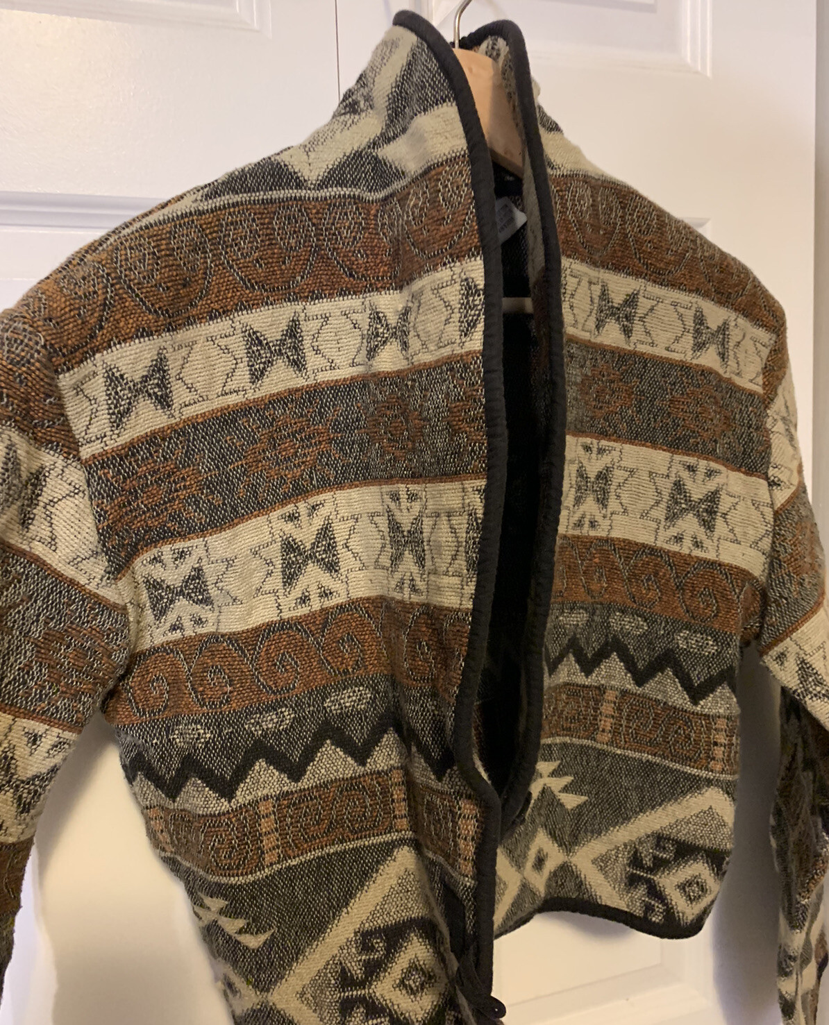 Vintage Flashback Womens Sz M Aztec Print Jacquard Cropped Shacket Coat