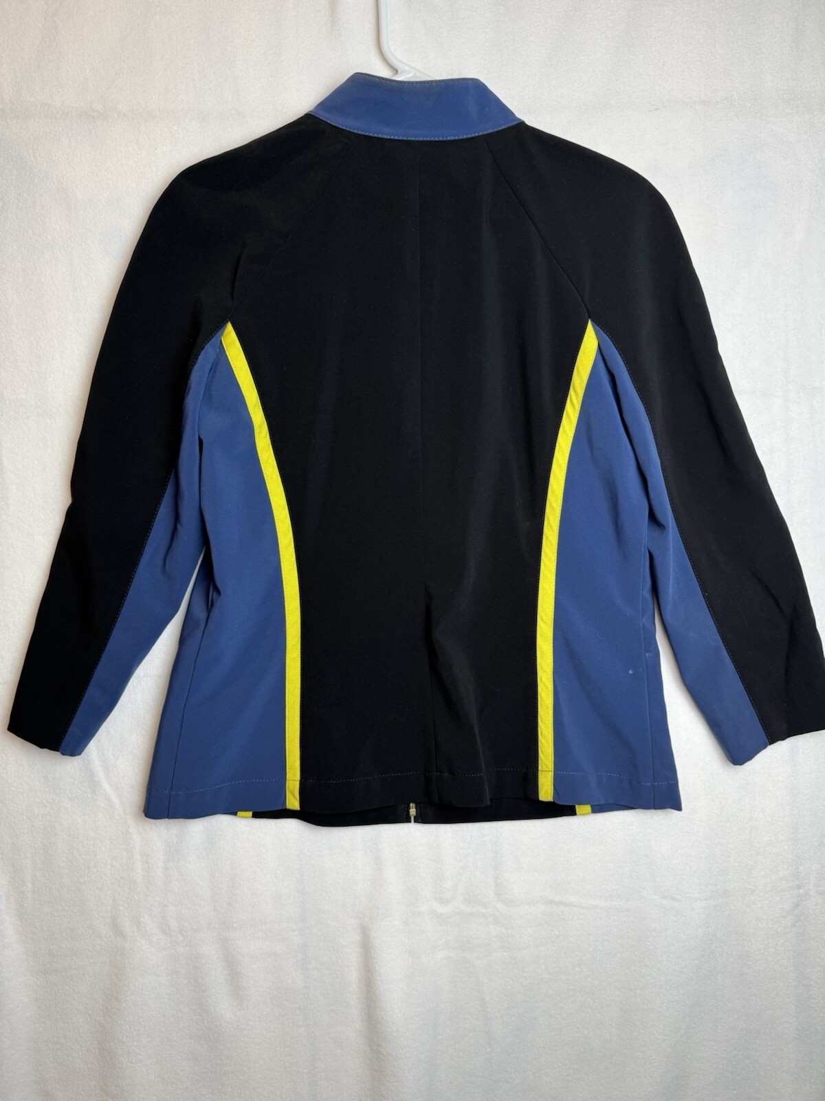 Vtg St. John Yellow Label Blue And Black Zip Bomber Jacket S