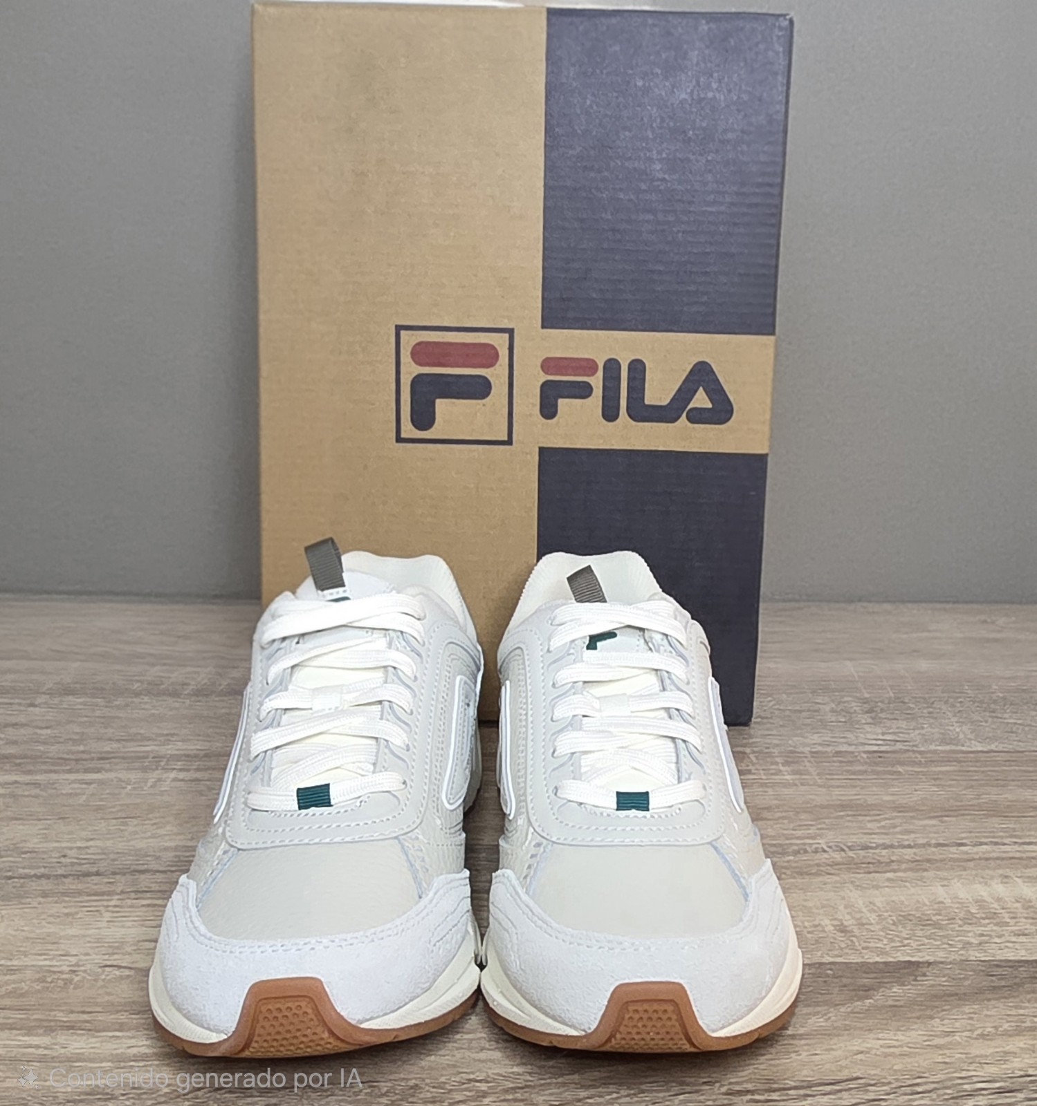 FILA Perano Women’s Low Top Lace-Up Sneaker White Brown Logo Accents