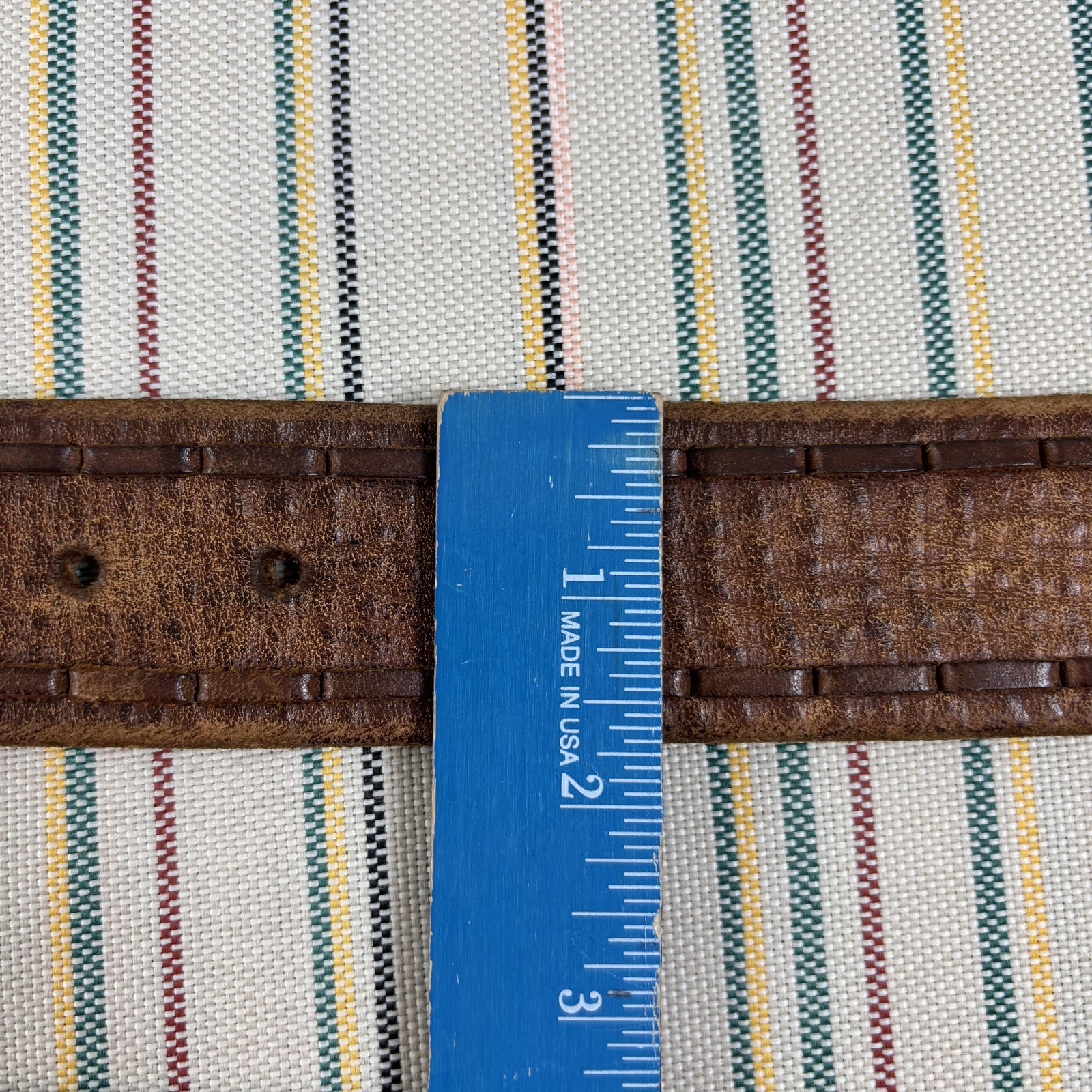 Western Leather Belt Mens 32 Brown Italian Braided B Initial Silver Oval Buckle
