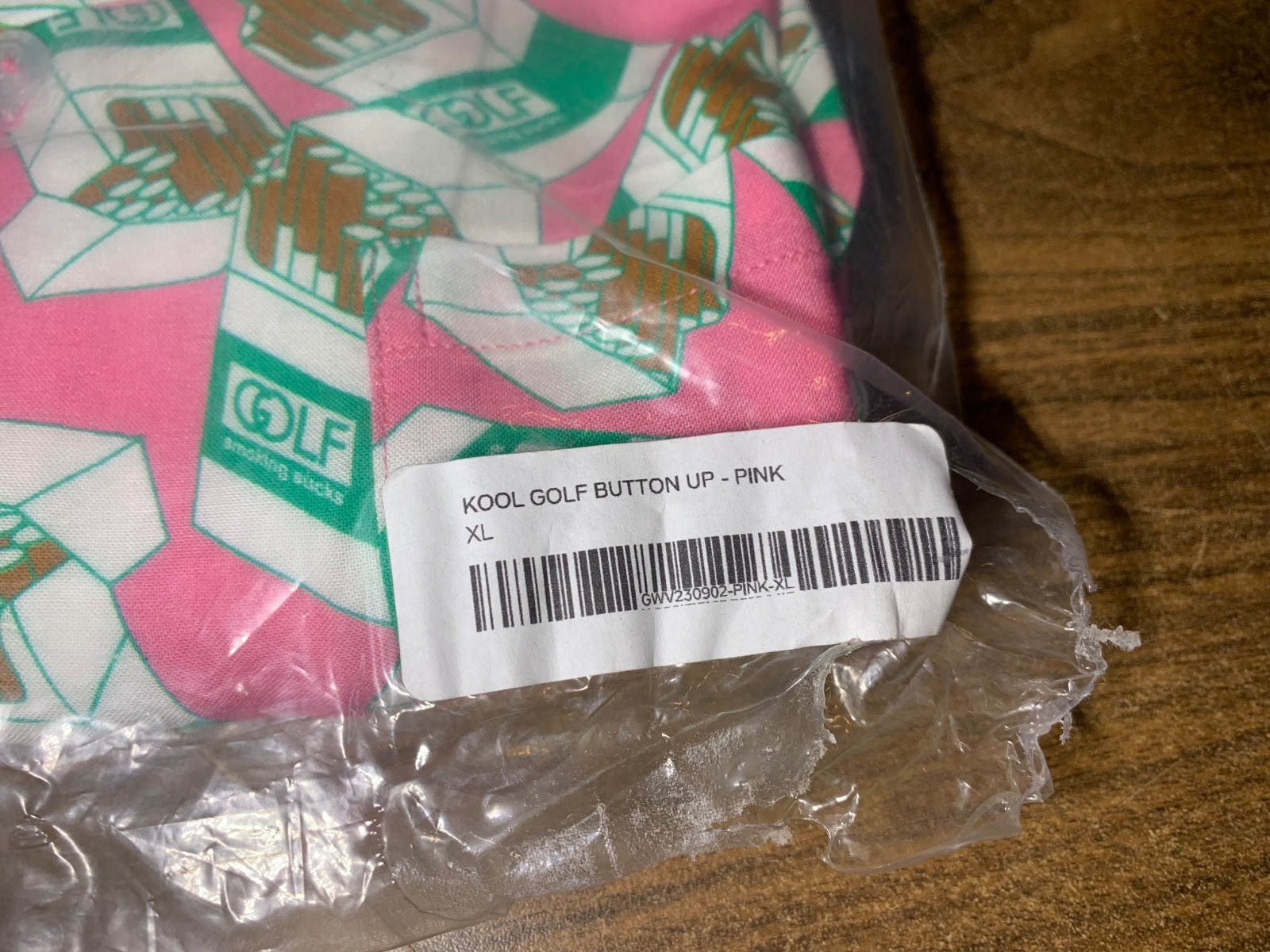 Golf Wang Mens Pink Green Smoking Sucks Button Up Shirt Sz XL. New with Stain.