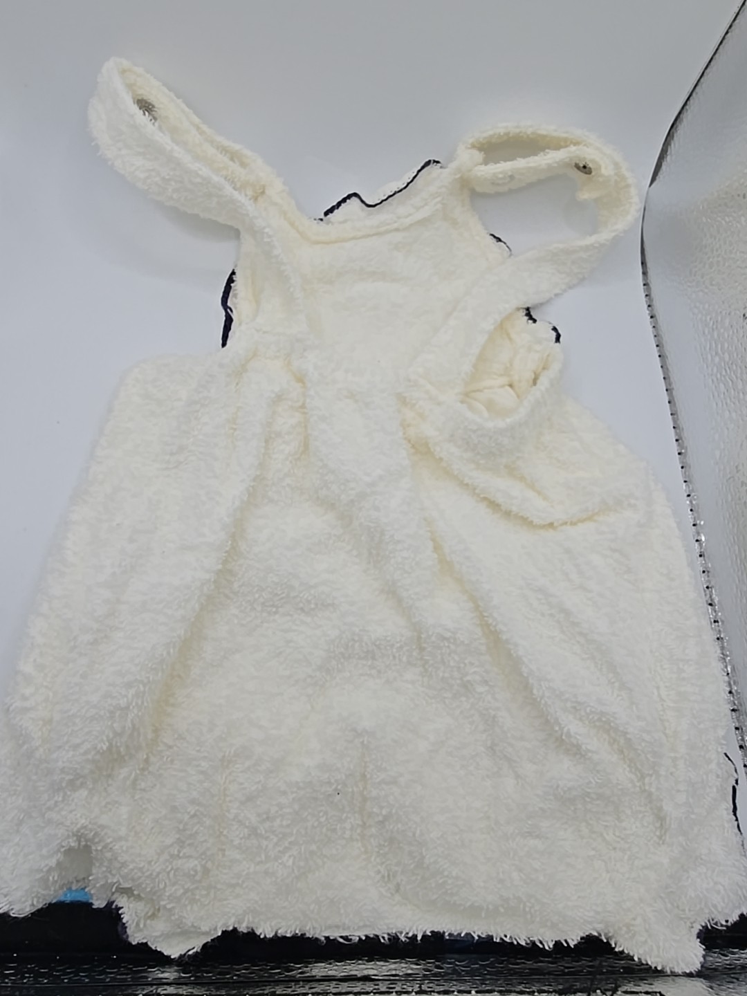 Vintage Carters 6 Month Terry Cloth Footed Outfit Unisex White And Navy Ruffle