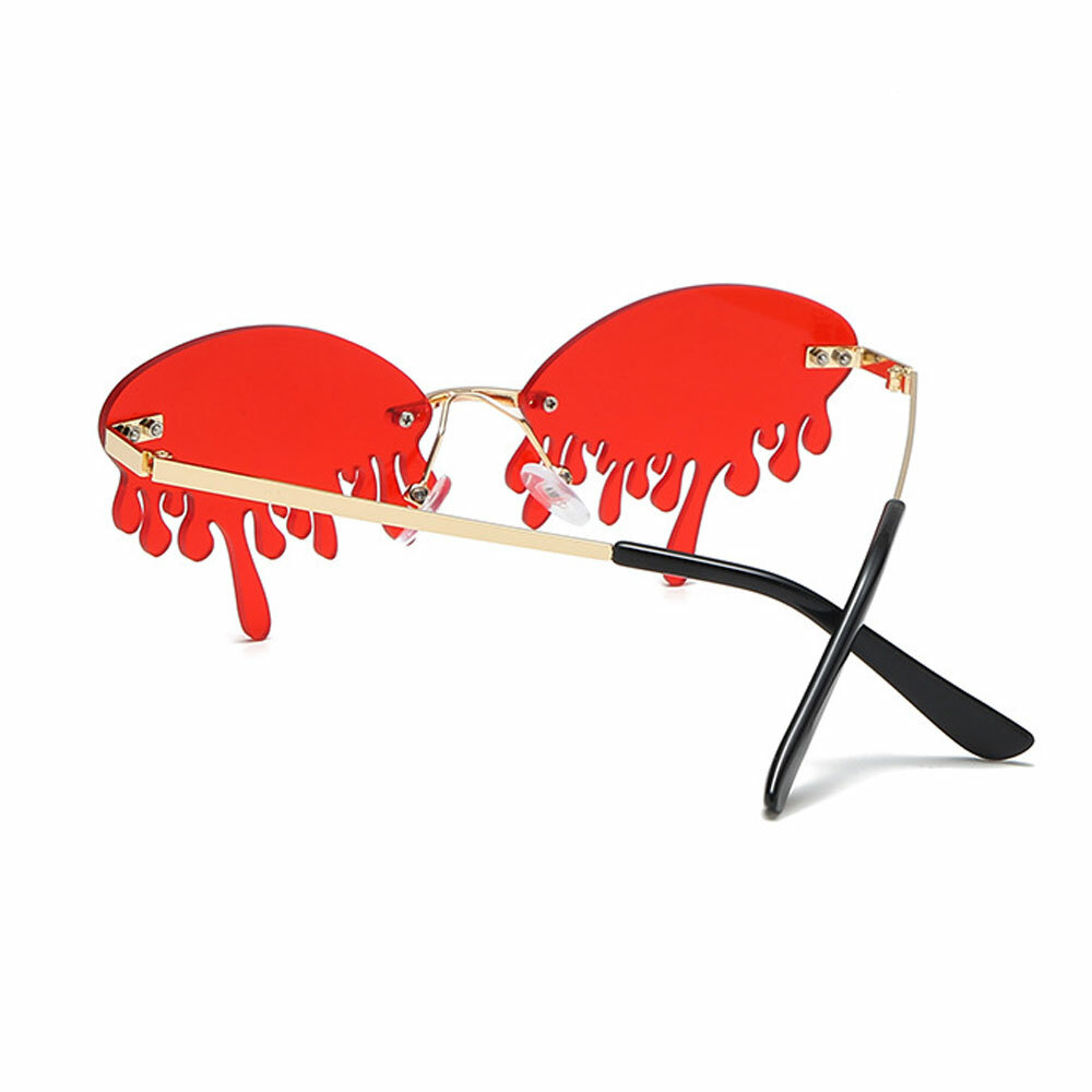 Fashion Rimless Cry Shape Unique Sunglasses Mens Women Party Glasses UV400 Shade