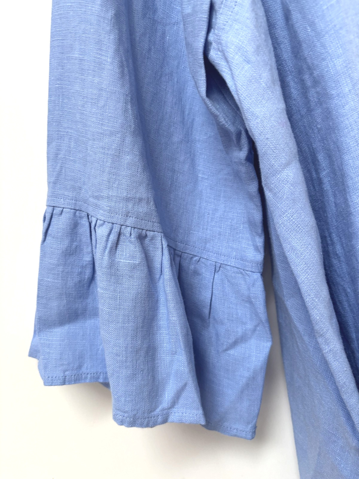NWT Crown Linen Designs 100% Linen Tunic Top bell Slv Coastal Blue Shirt 3X 3