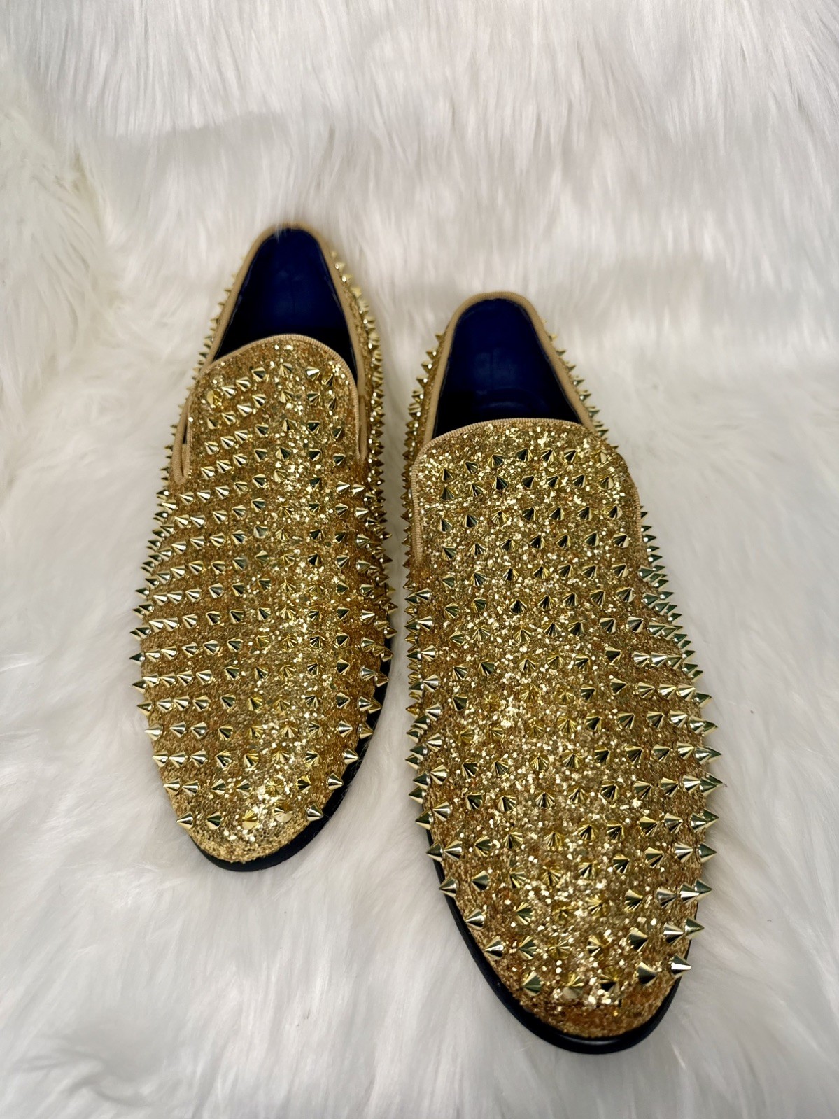 JUMP Luxor Spike Studded Men’s Slip-On Loafer Shoes Gold Luxury Wear
