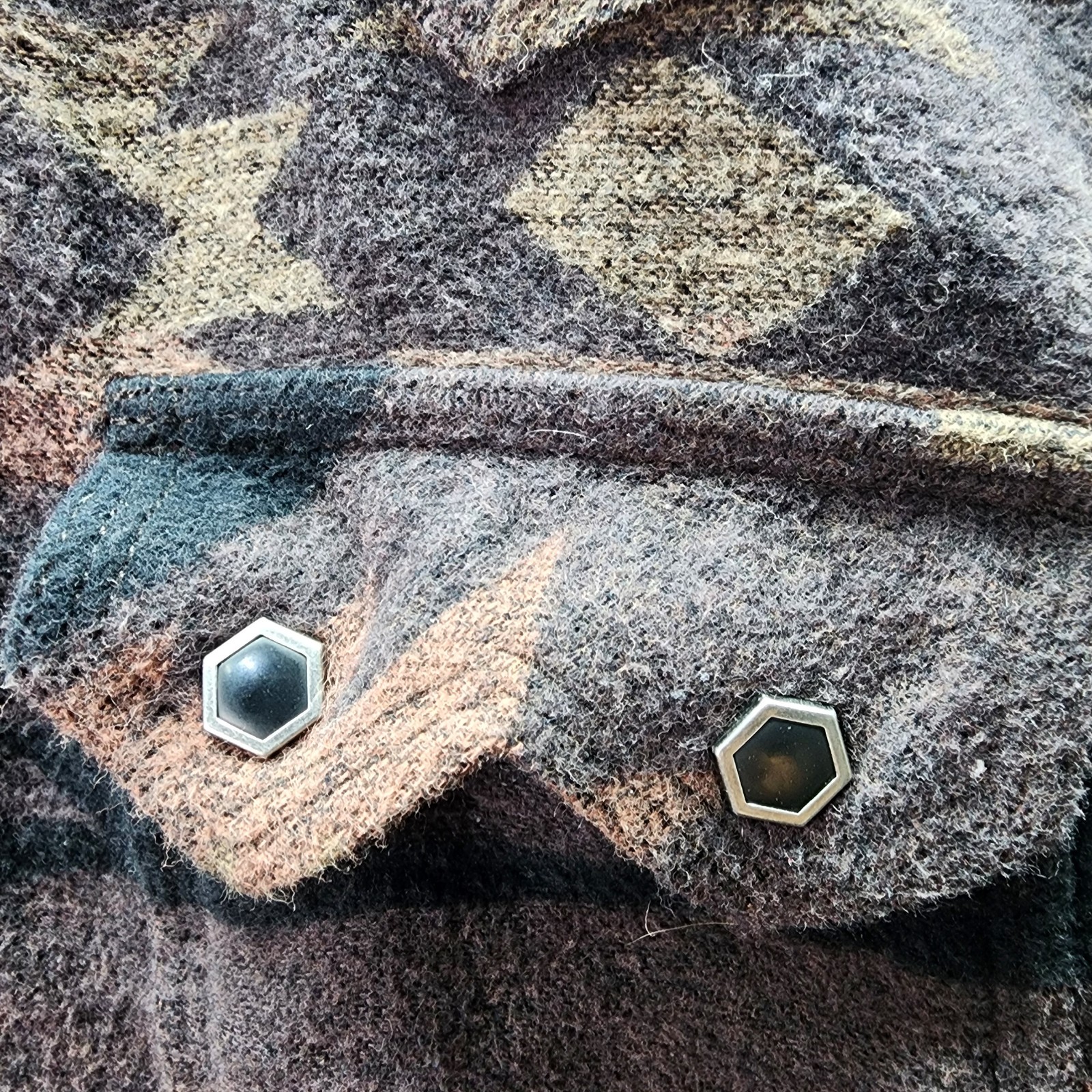 Moonshine Spirit Flannel Shirt Jacket Medium Southwestern Aztec Button Up