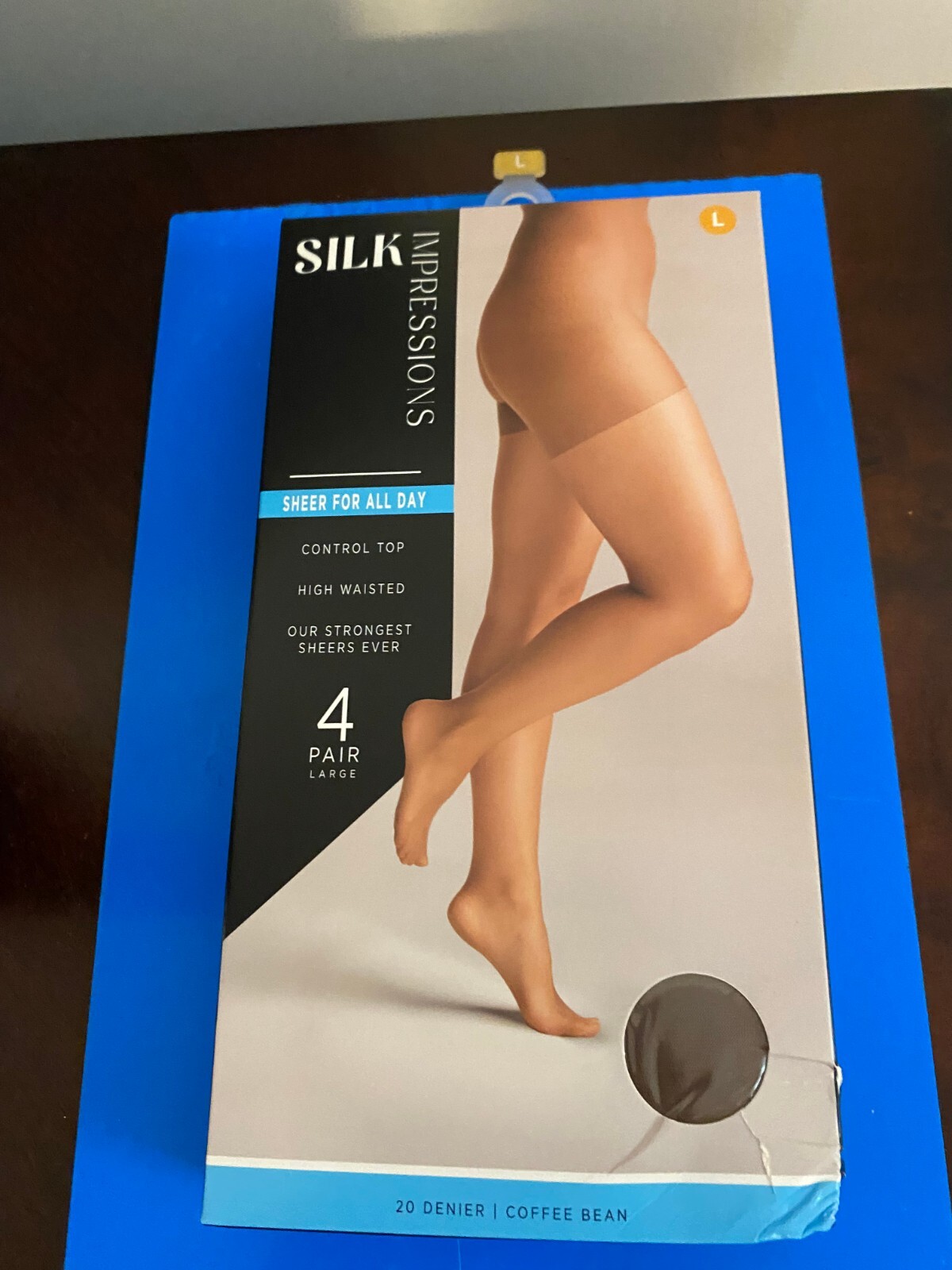 NEW SIZE LARGE SILK IMPRESSIONS SHEER SUPPORT 20D COFFEE BEAN HIGH WAISTED 4PK
