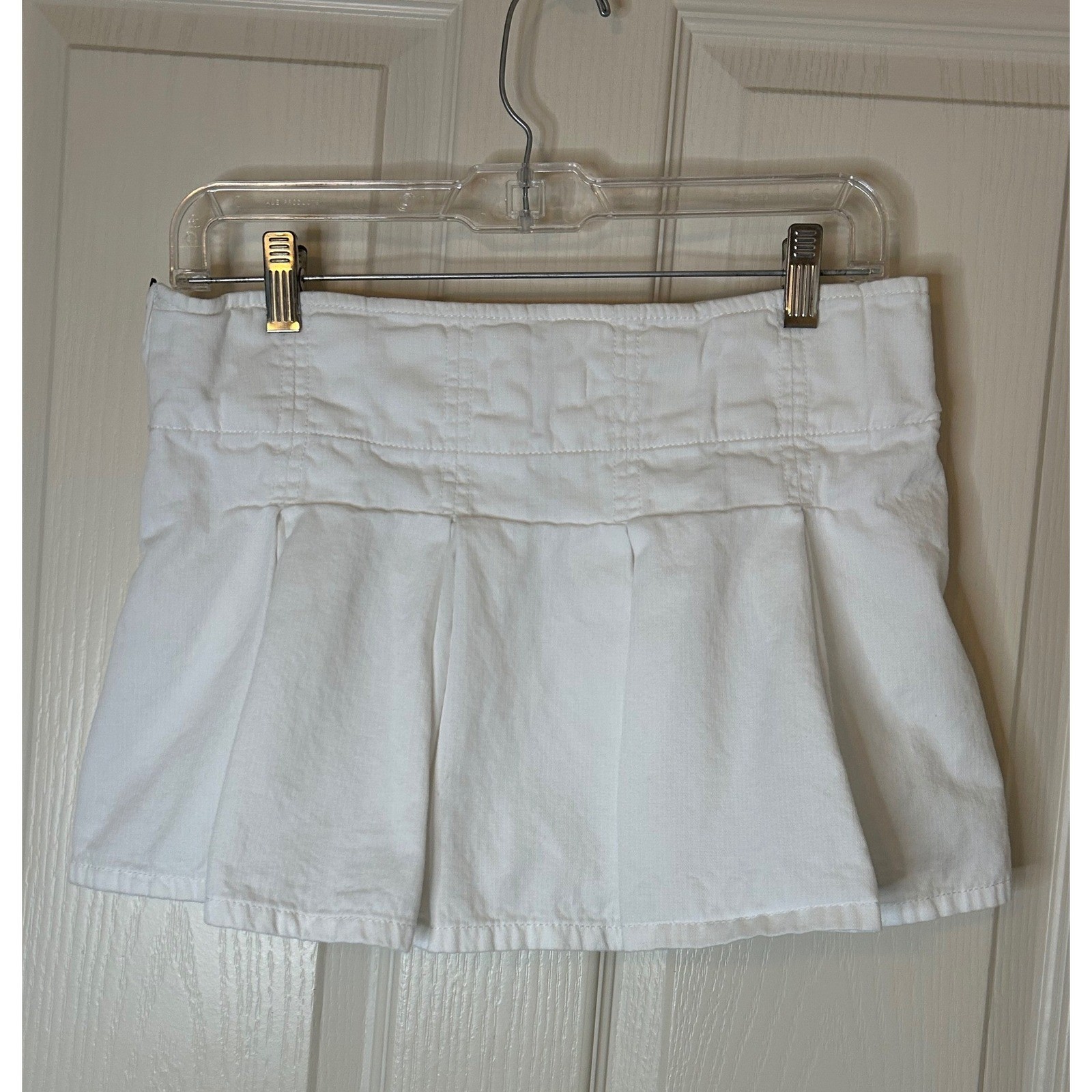 Garage White Pleated Mini Skort Side Zip Cotton Herringbone 100087601 Size M