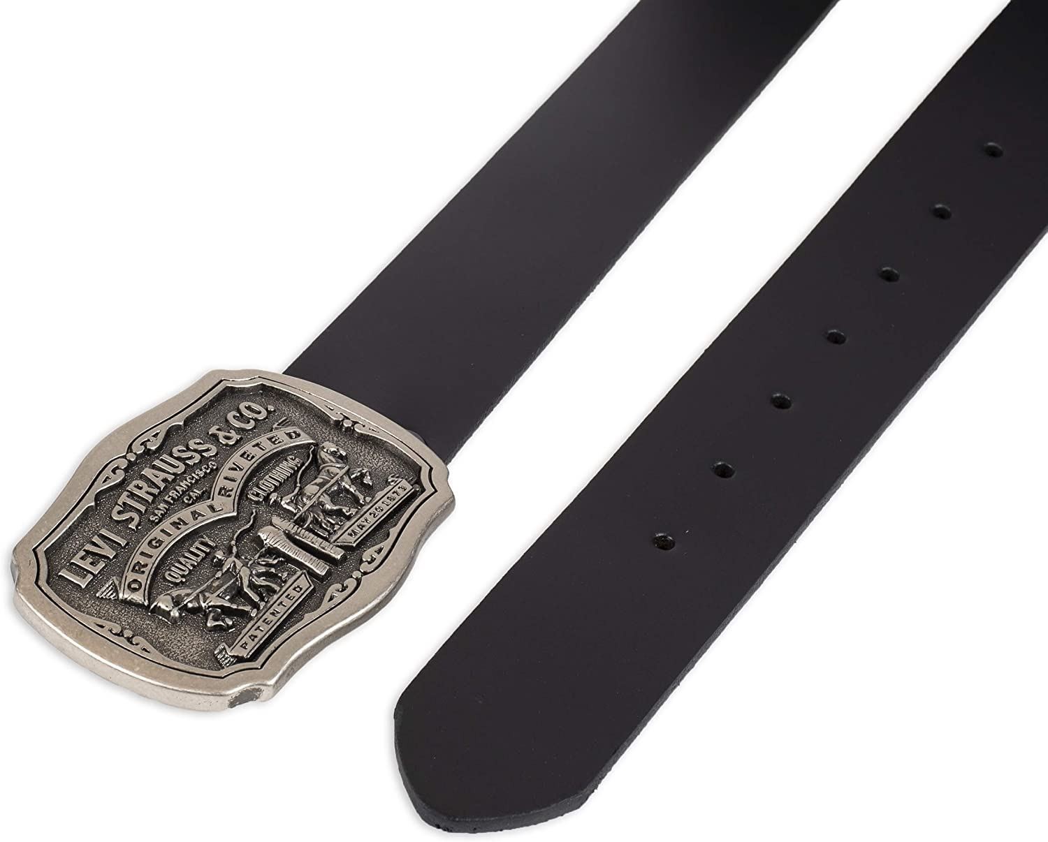 Levi’s Men’s Everyday Jean Leather Belt with Removable Plaque Buckle Black