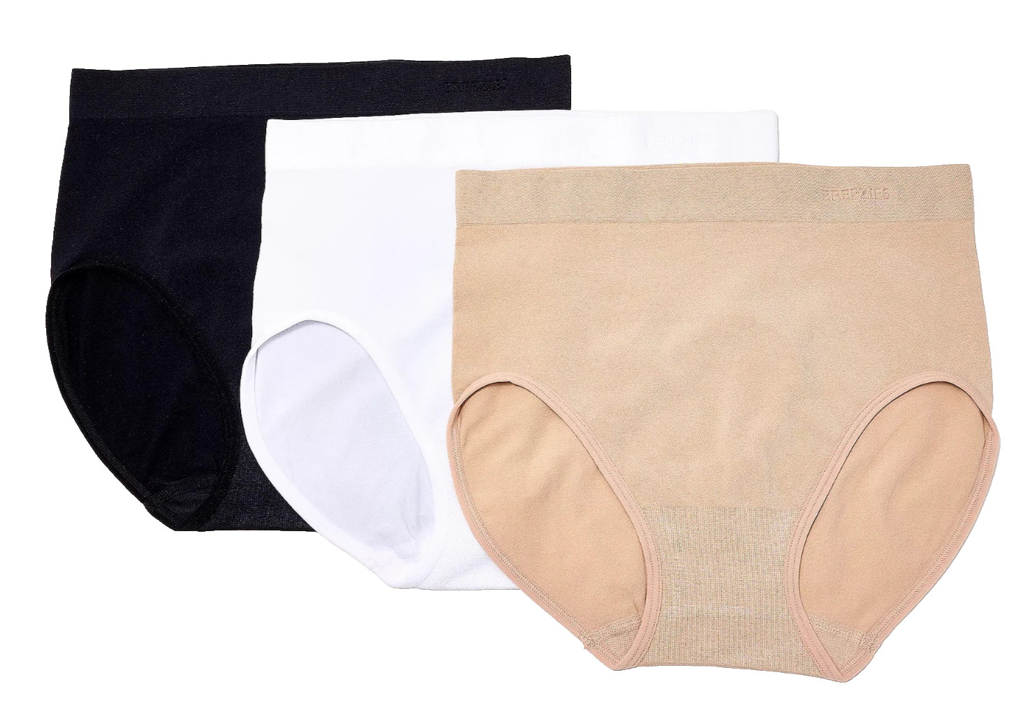 Breezies~Set of 3~Invisible Comfort Full Briefs~Large~Basic~A679208 13131