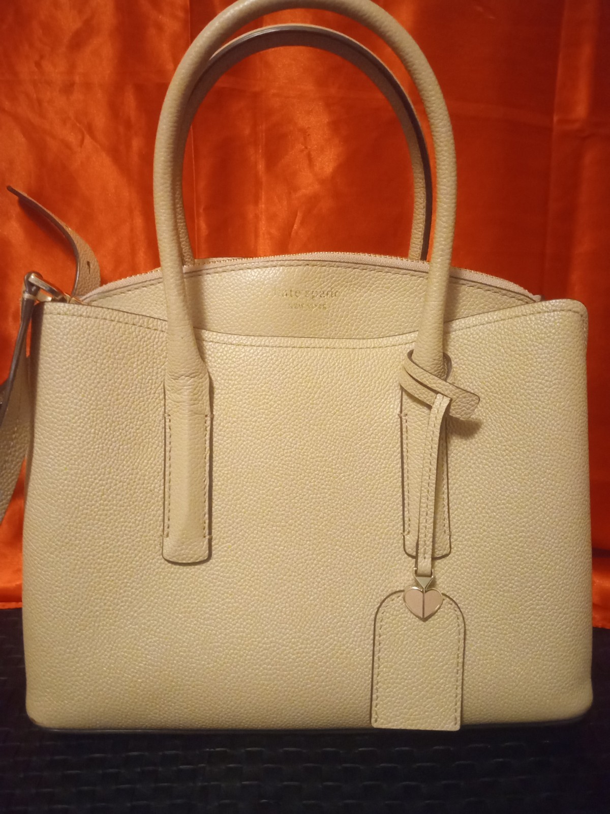 Kate Spade New York “Margaux” mid. Leather Convertible Satchel Light Fawn Color