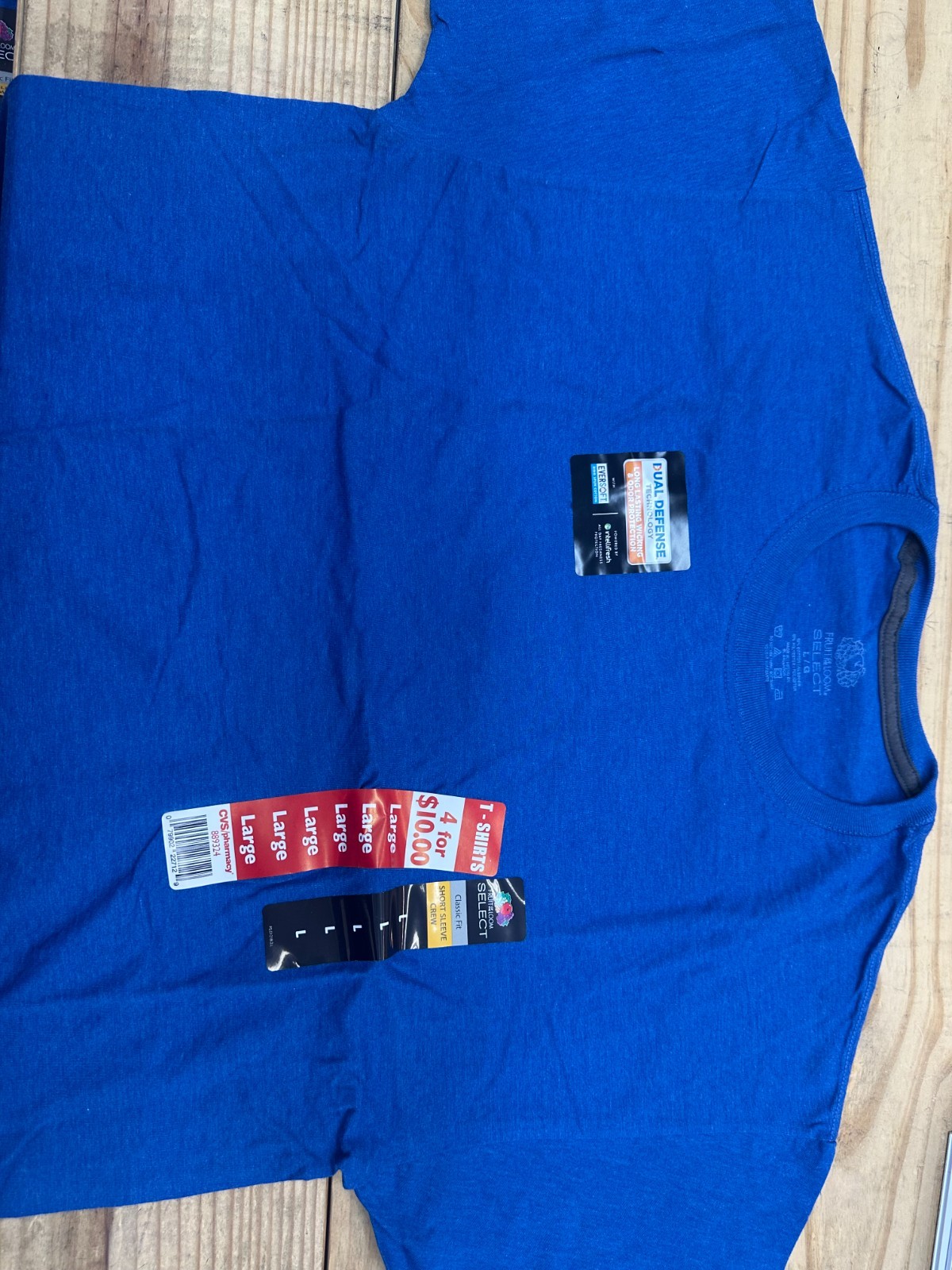 Fruit of the Loom Select Classic Fit T Shirt Short Crew BLUE 10 PACK
