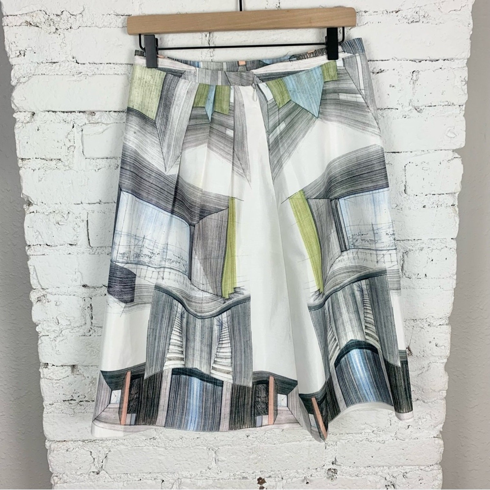 Clover Canyon Interior Perspective Abstract Sketch Vogue Runway Skirt M