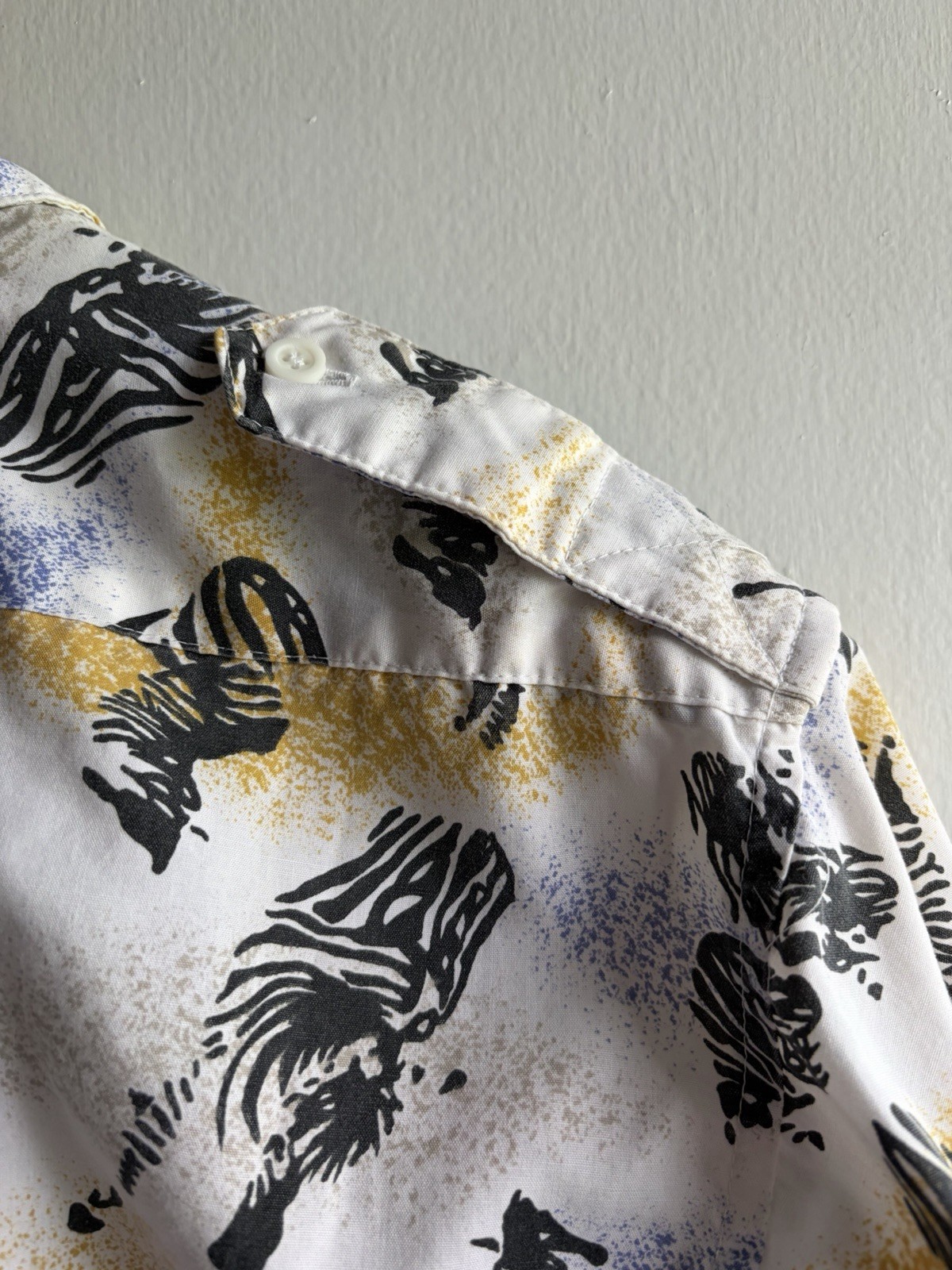 Vintage 80s 90s Diane Von Furstenberg Zebra Shirt Large DVF Safari Button Up SS
