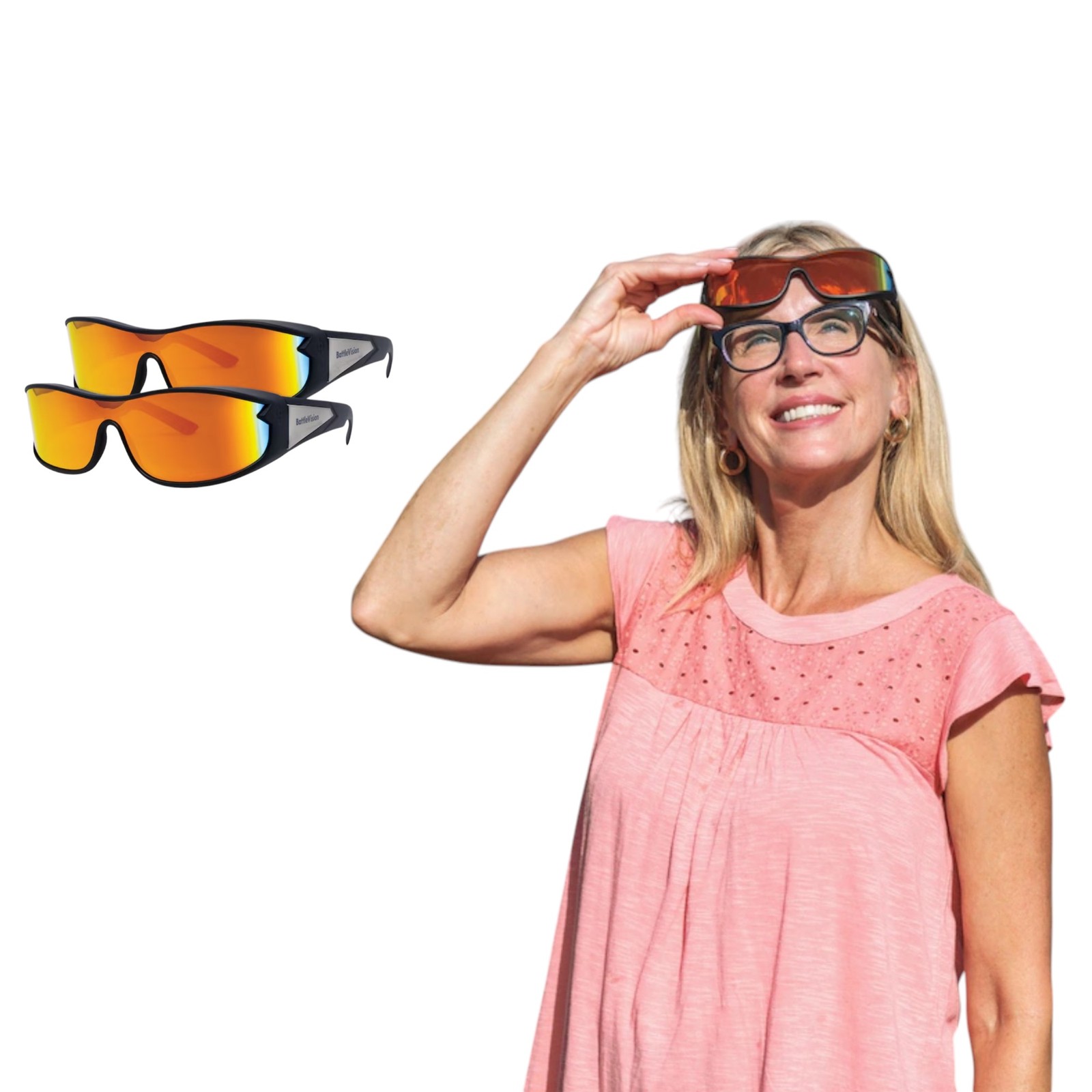 BattleVision Wrap Around Glasses, As Seen on TV, Glare-Reduction, Fits Over