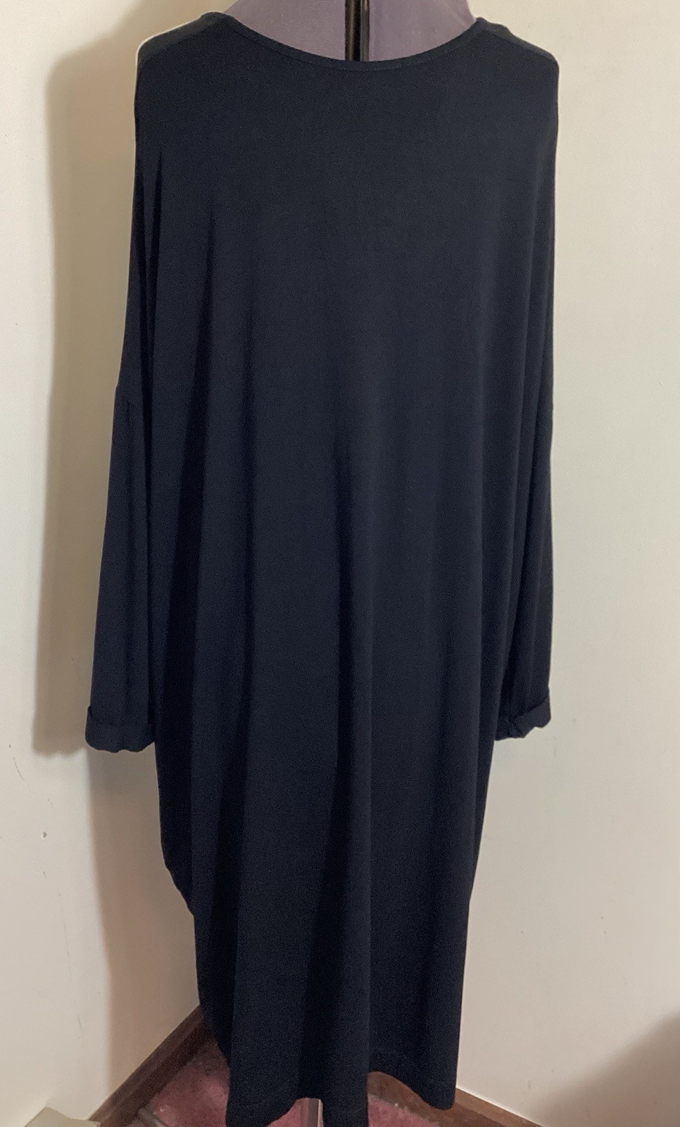 Alembika Contrast Stripe Midi Knit Dress M (12/14) Lagenlook Oversized Minimal