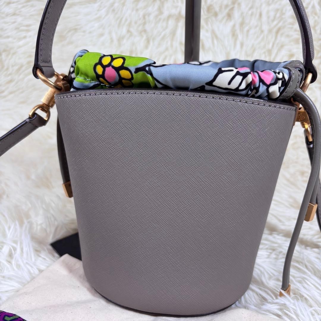TORY BURCH Robinson Mini Bucket Bag 2way Leather Shoulder Drawstring