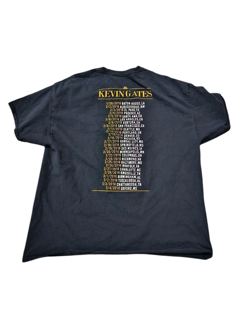 Kevin Gates Islah Tour 2016 Double-Sided Graphic Rap T-Shirt Size XL Faded Black