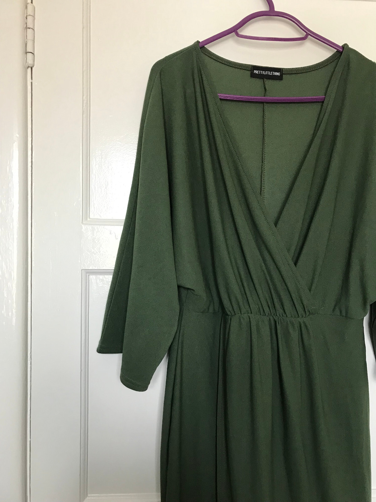 Pretty Little Thing Green 3/4 Wide Sleeve Tunic Dress UK Size 10 PLT