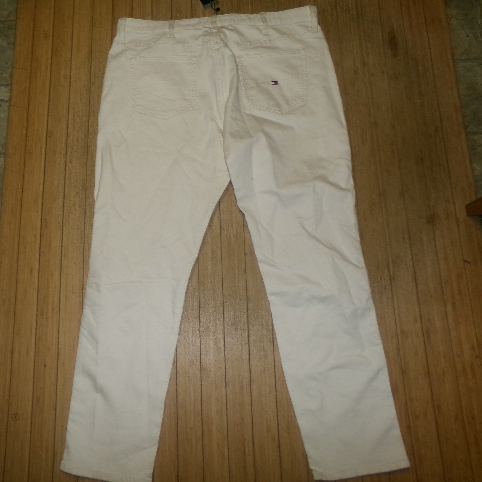 Tommy Hilfiger Mens THFLEX Pants Cream Straight Leg Chino 38×32 NWT