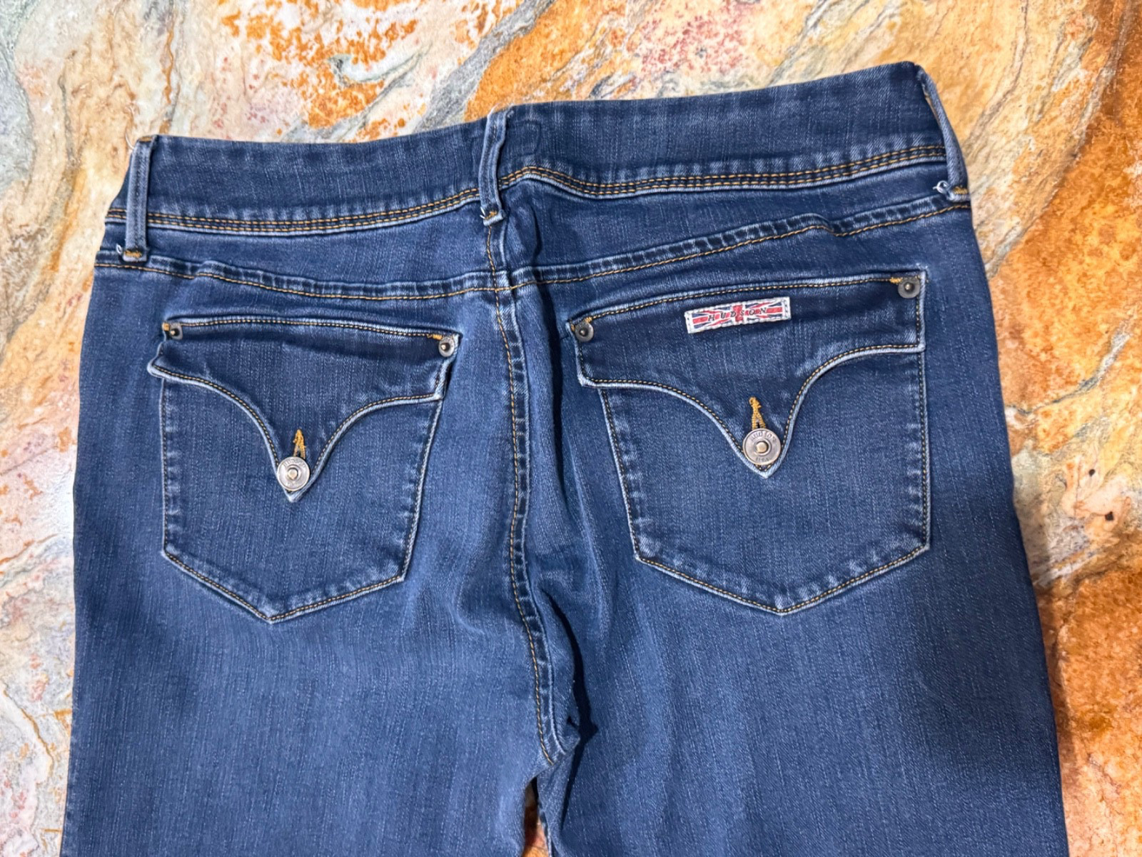 Hudson Jeans Womens 33 Collin Skinny Blue Flap Pocket Stretch Mid Rise Denim