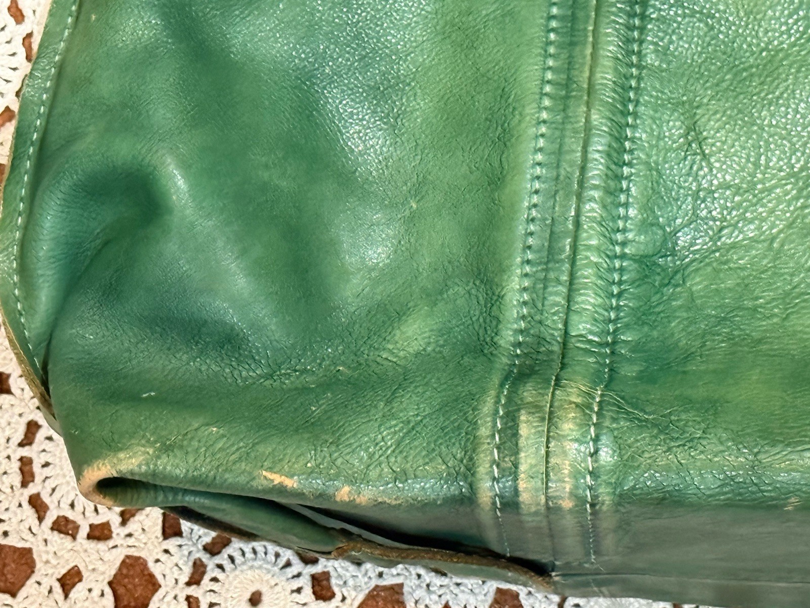 Old Trend Forest Island Green Tote Satchel Bag Purse Distressed Leather Boho