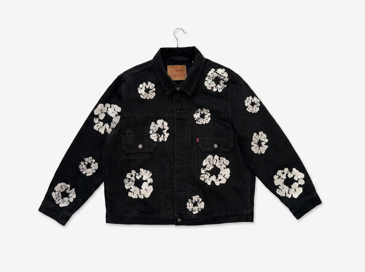 Denim Tears x Levi’s Type II Cotton Wreath Trucker Jacket Black Mens Size XL