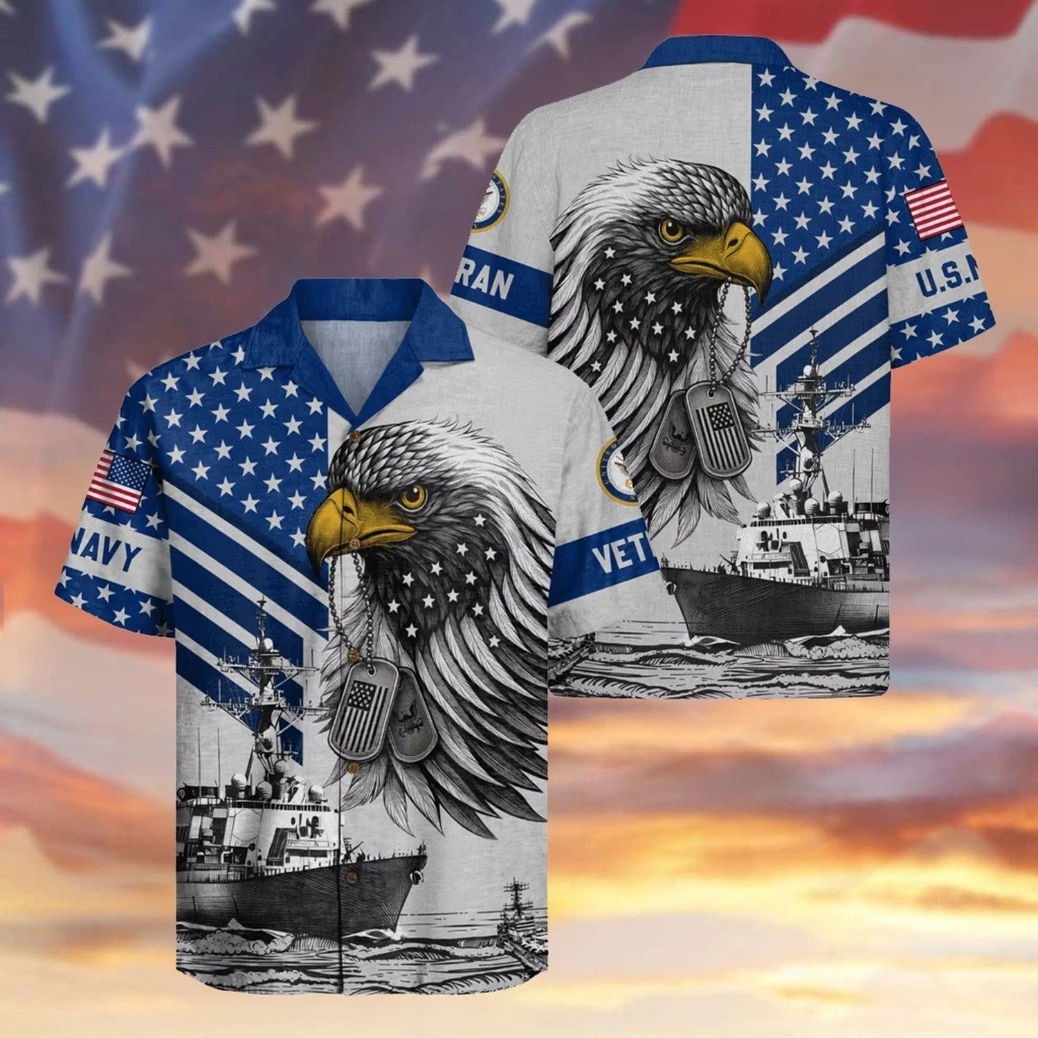 Eagle USA Veteran 250th Anniversary Hawaiian Shirt Patriotic Men Button Up Gift