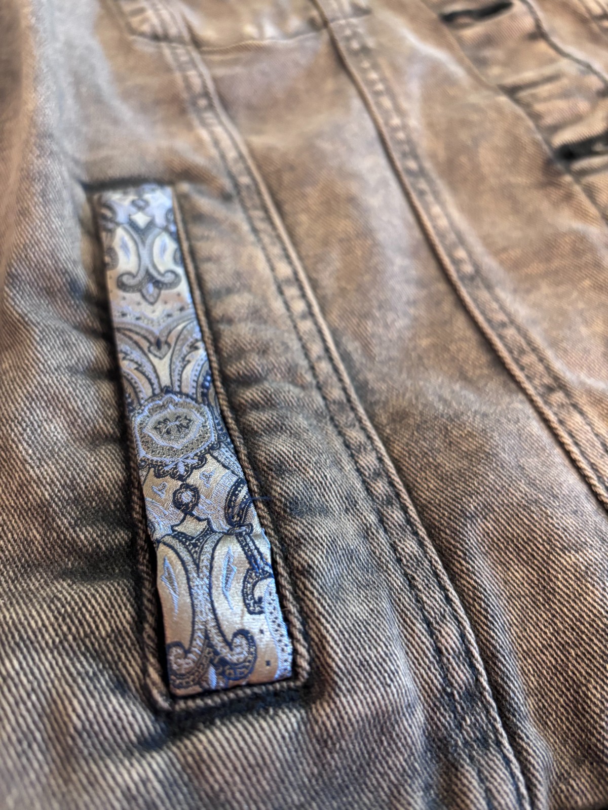 Upcycled Brown Stone Washed Denim Jacket excellent condition – Size 16-18