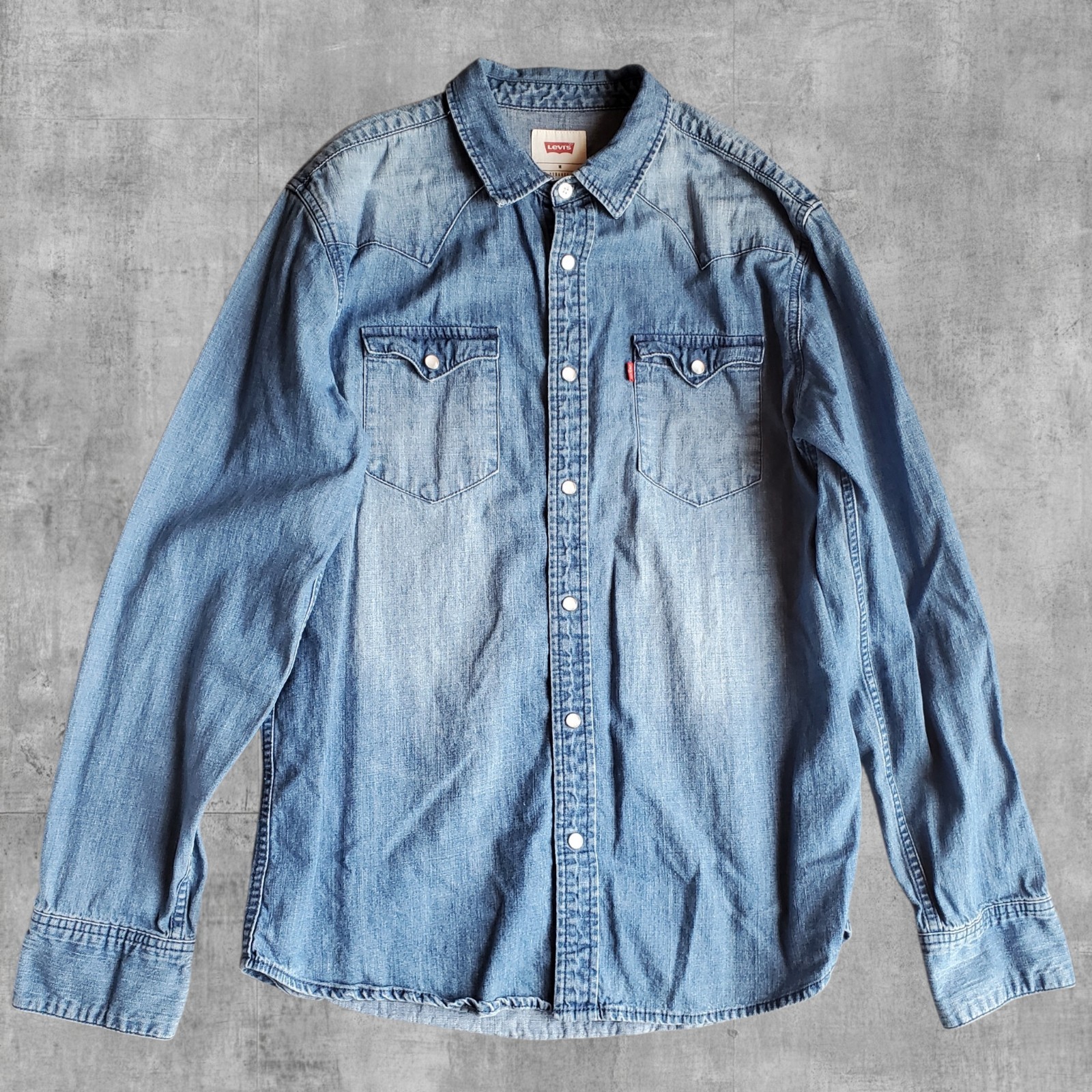 Levi’s Barstow Denim Western Shirt Pearl Snap Mens M 3LYLW2262