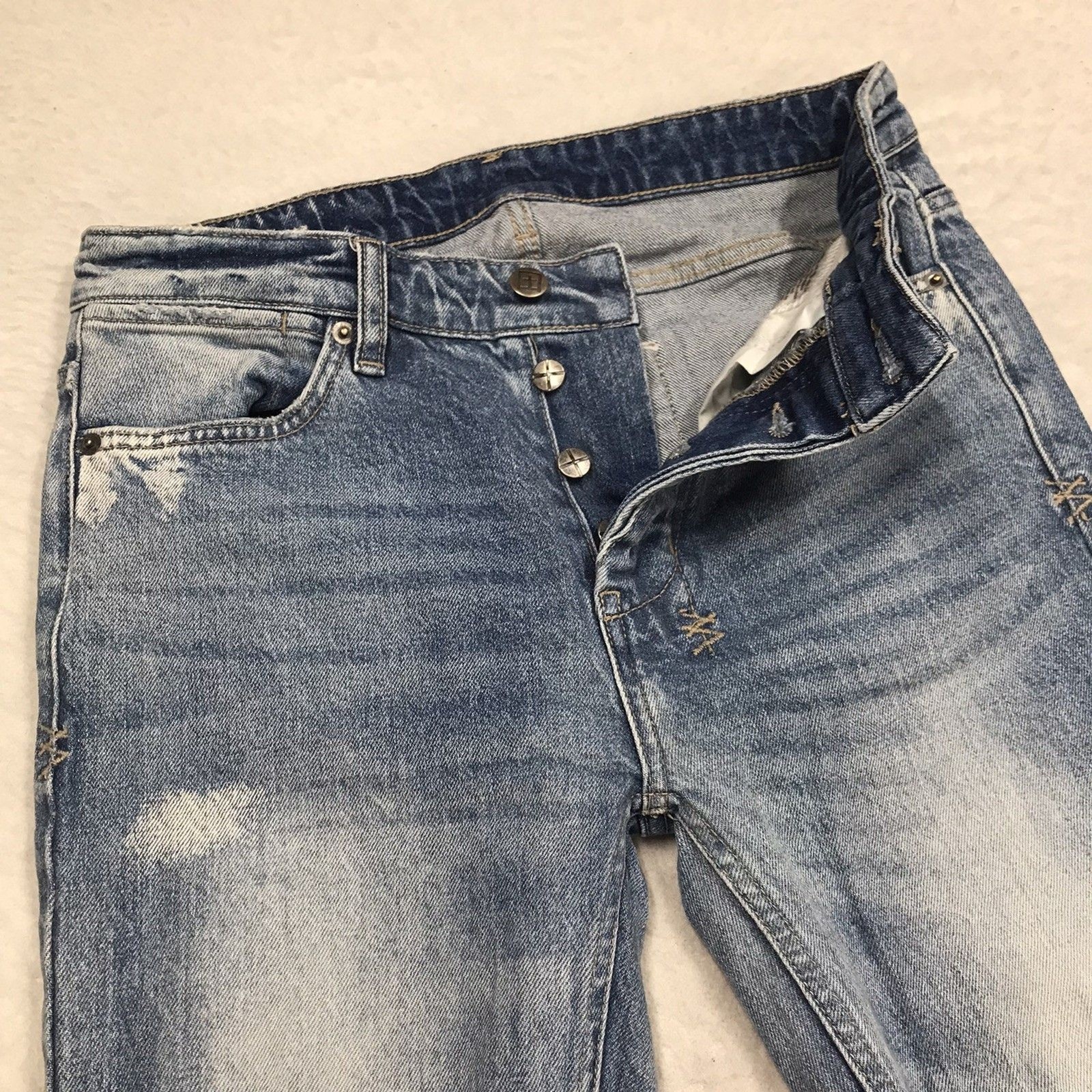 KSUBI Van Winkle Hi Fi Jean Men 30×33 Skinny Distressed Button Fly Goth Skate