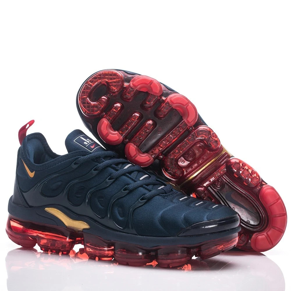 Nike Air VaporMax Plus Navy Gold Red Unisex Air Cushion Running Sneakers