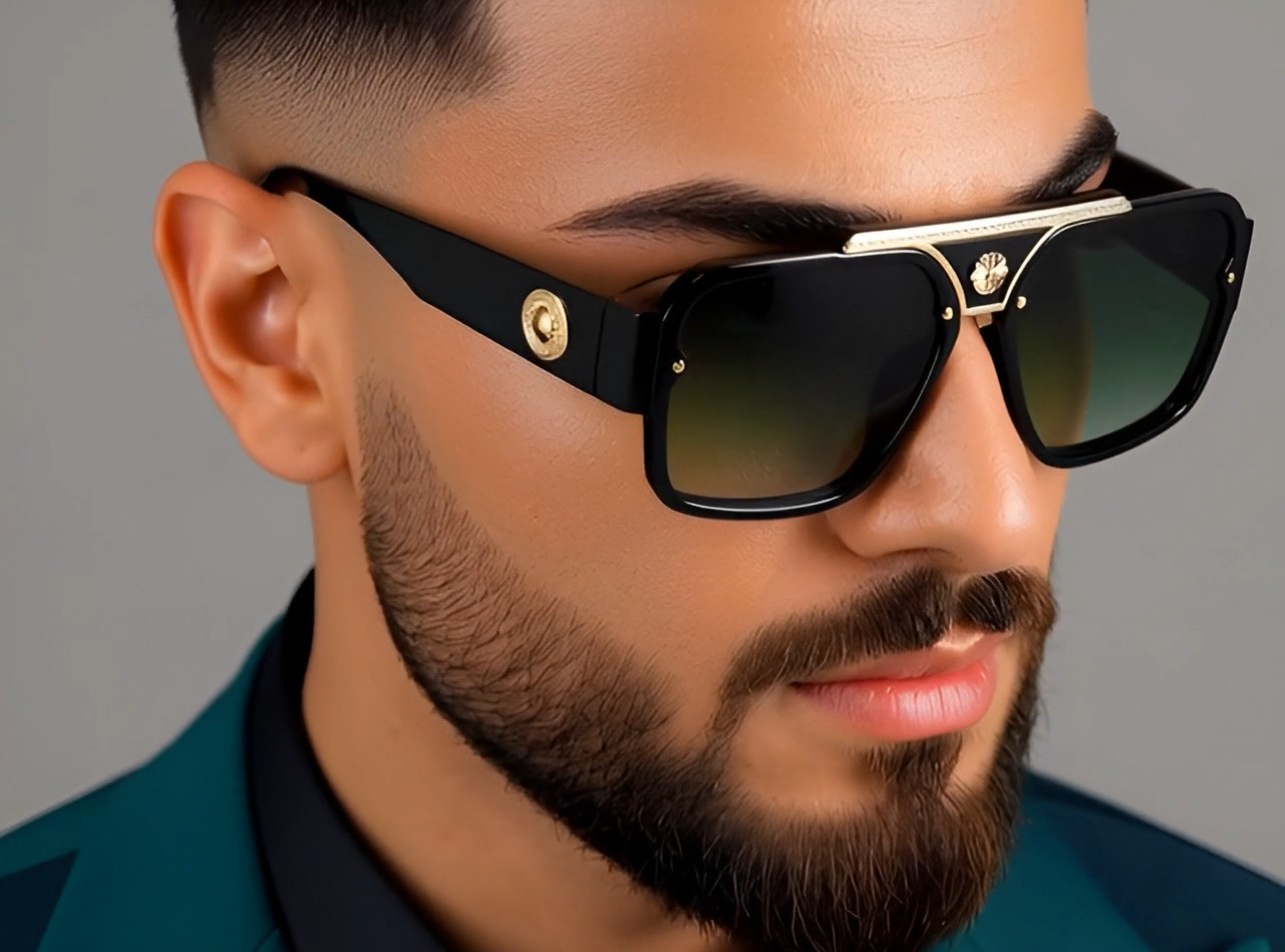 Men’s Sunglasses Classic Hip Hop Flat Top Cholo Swag Square Black Lens Fashion