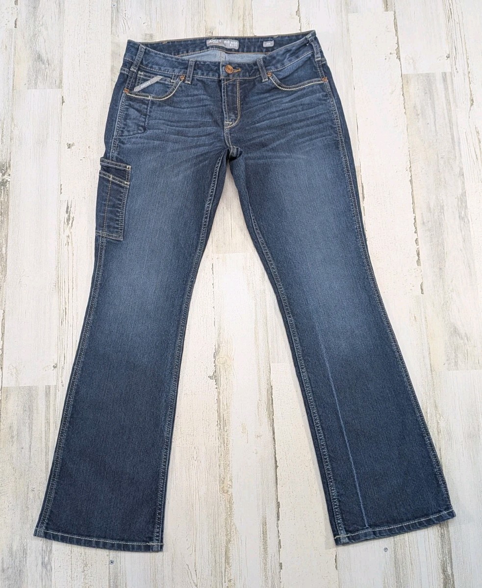 Ariat Jeans Womens 31R Rebar Mid Rise Durastretch Riveter Bootcut Hallow*