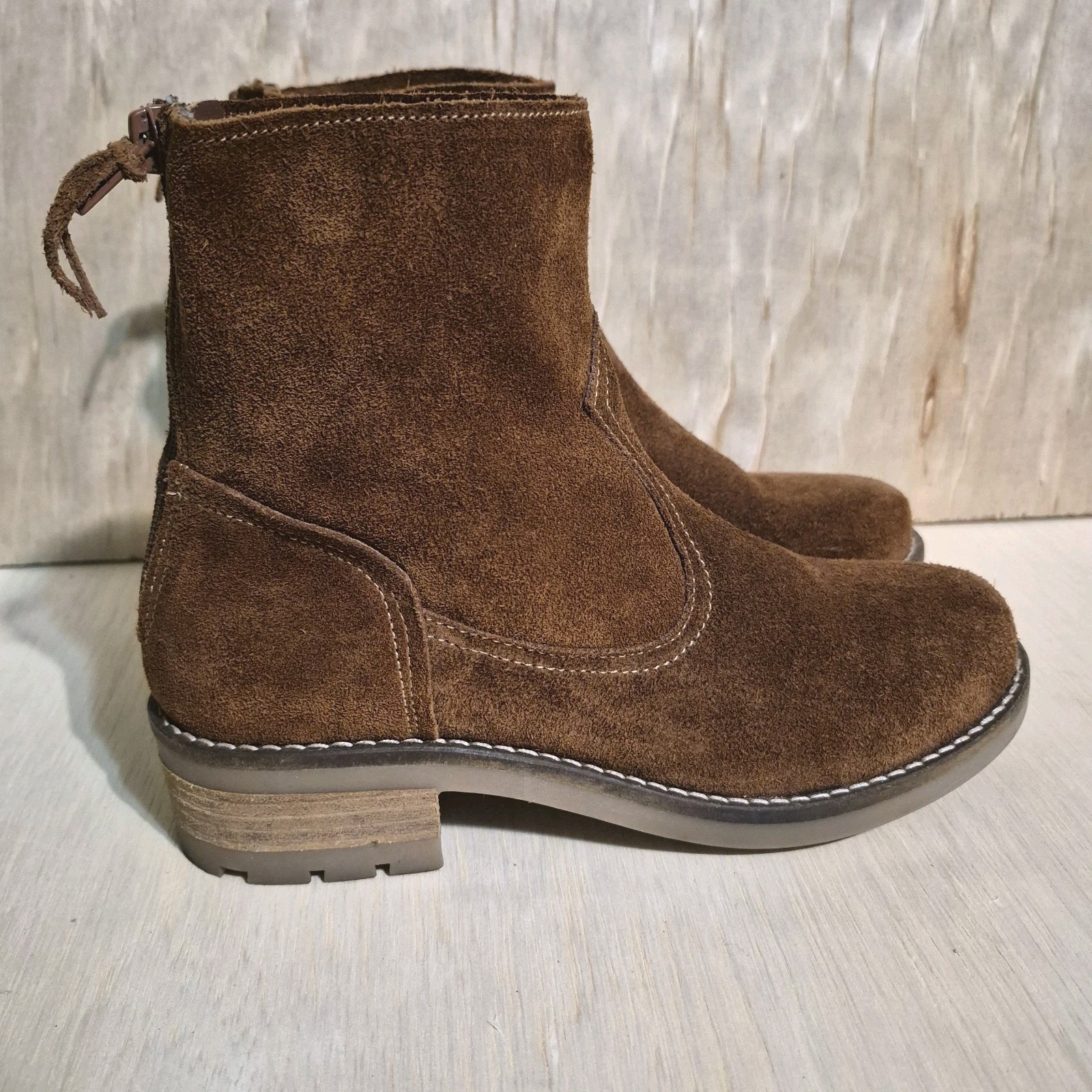 Antonio de Faria Brown Suede Lug Sole Boots Made Portugal Size 6.5 Ankle Bootie