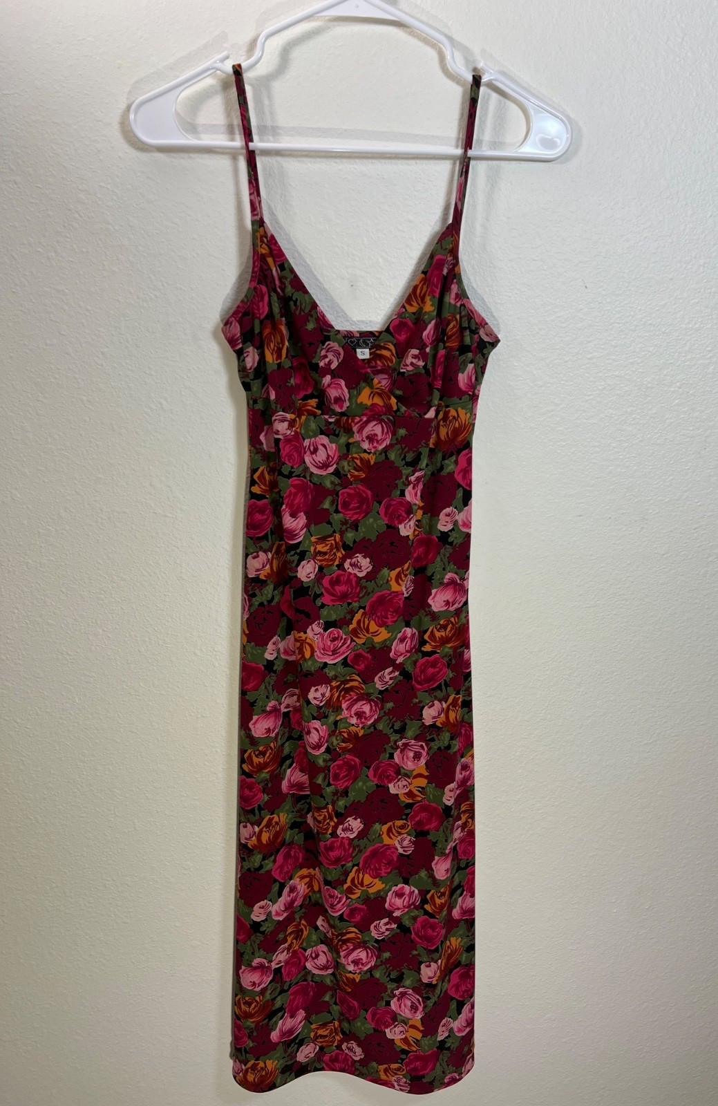 Y2K Whimsigoth Heart Moon Stars Ruby Floral Midi Babydoll Slip Dress M Vintage