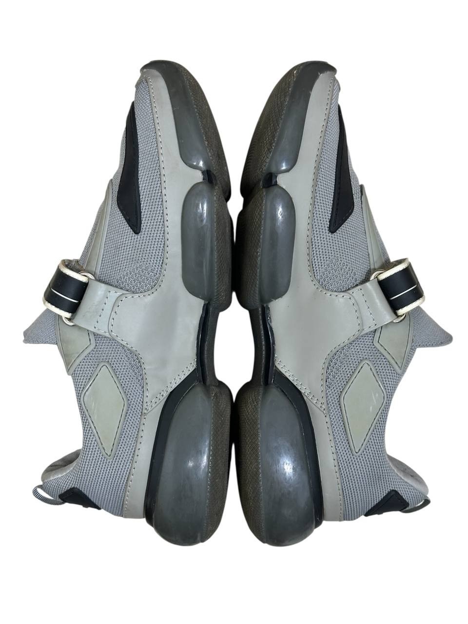 Prada Cloudbust Grey Sneakers Strap Mesh Leather Chunky Sole 25cm UK 6.5