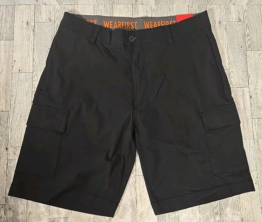 Wearfirst Cargo Shorts 34 Black Freeband Waistband Stretch Cotton Nylon Mens NEW