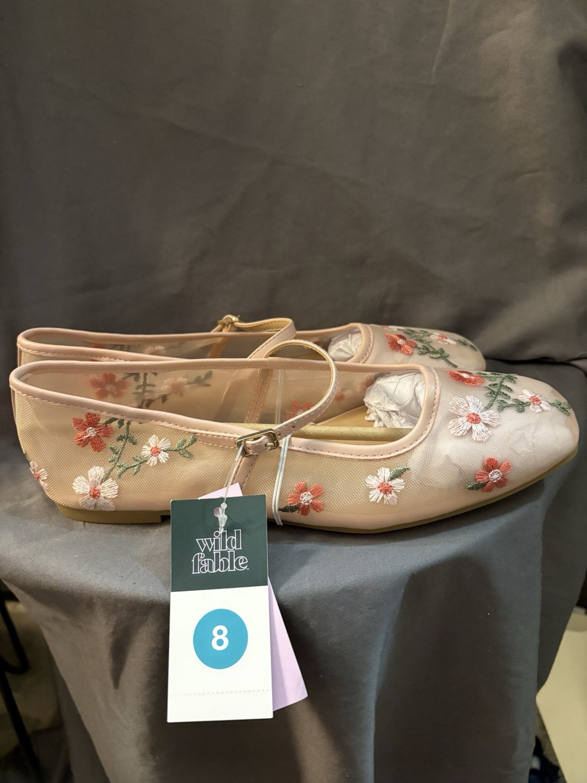 NWT Size 8 Wild Fable SKU SDR Flat Ballet Shoes With Floral Print Buckle Closure