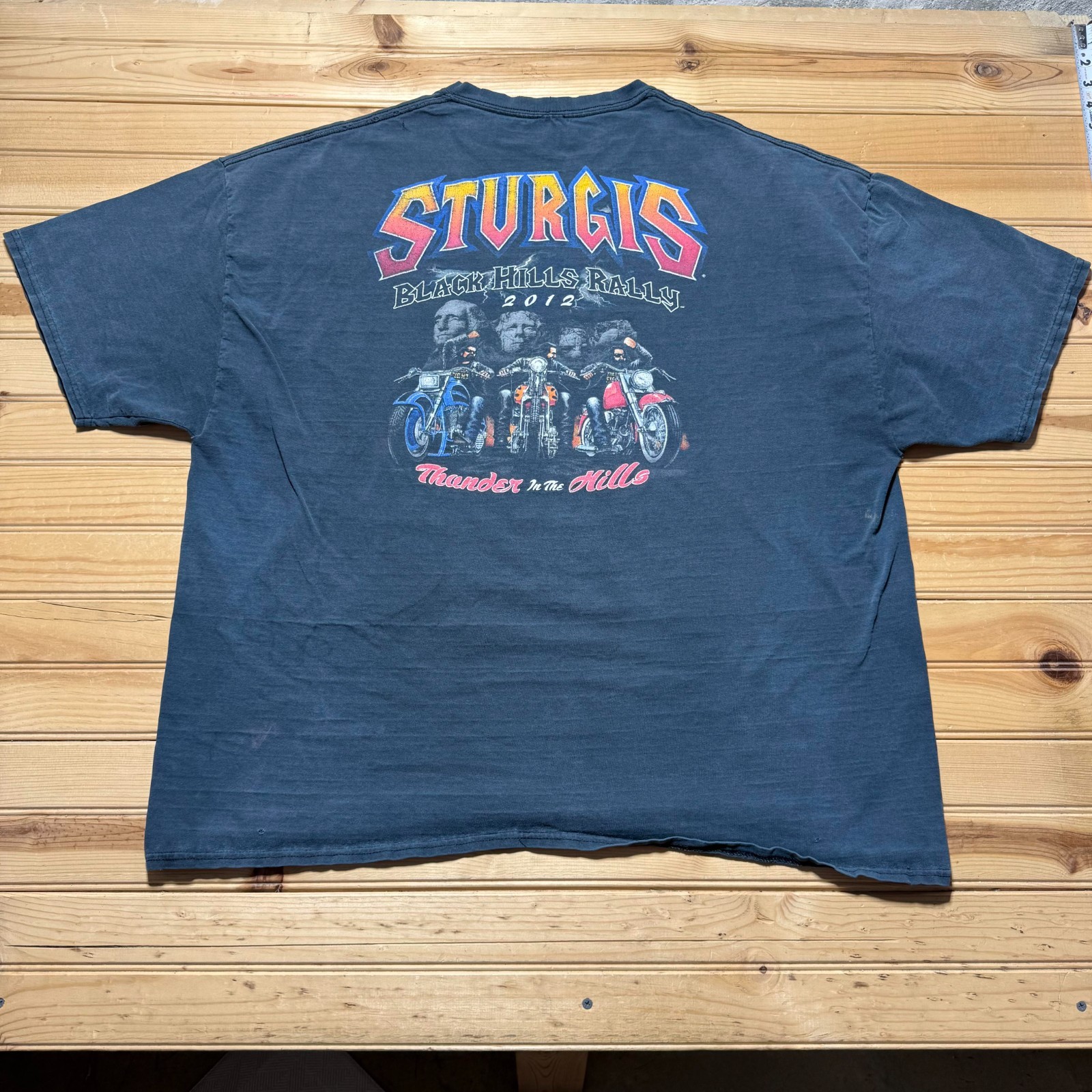 2012 Sturgis Black Hills Rally Thunder in the Hills Graphic Biker T-Shirt – 2XL