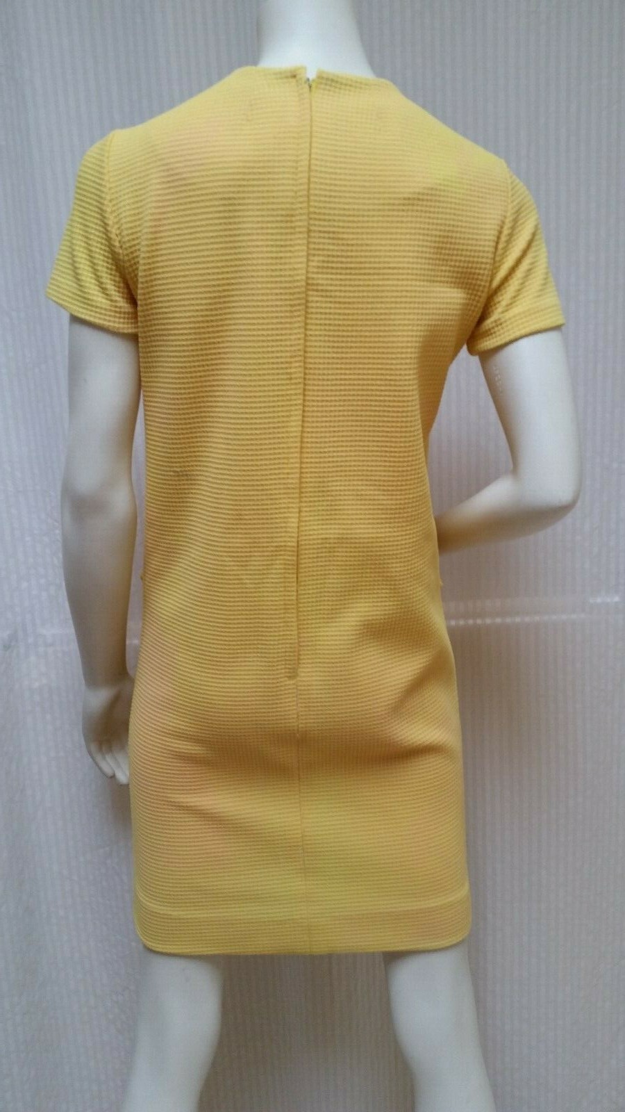 Vintage 1960s MARIE PHILLIPS ORIGINAL Yellow Double Knit Shift Dress – Size XS/S