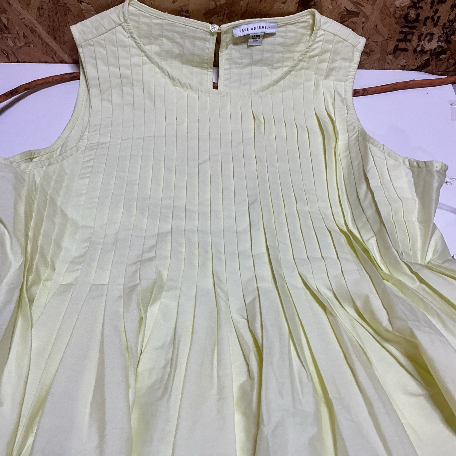 Free Assembly Womens Sleeveless Pleated Mini Dress Size M (8-10) Yellow Light#9